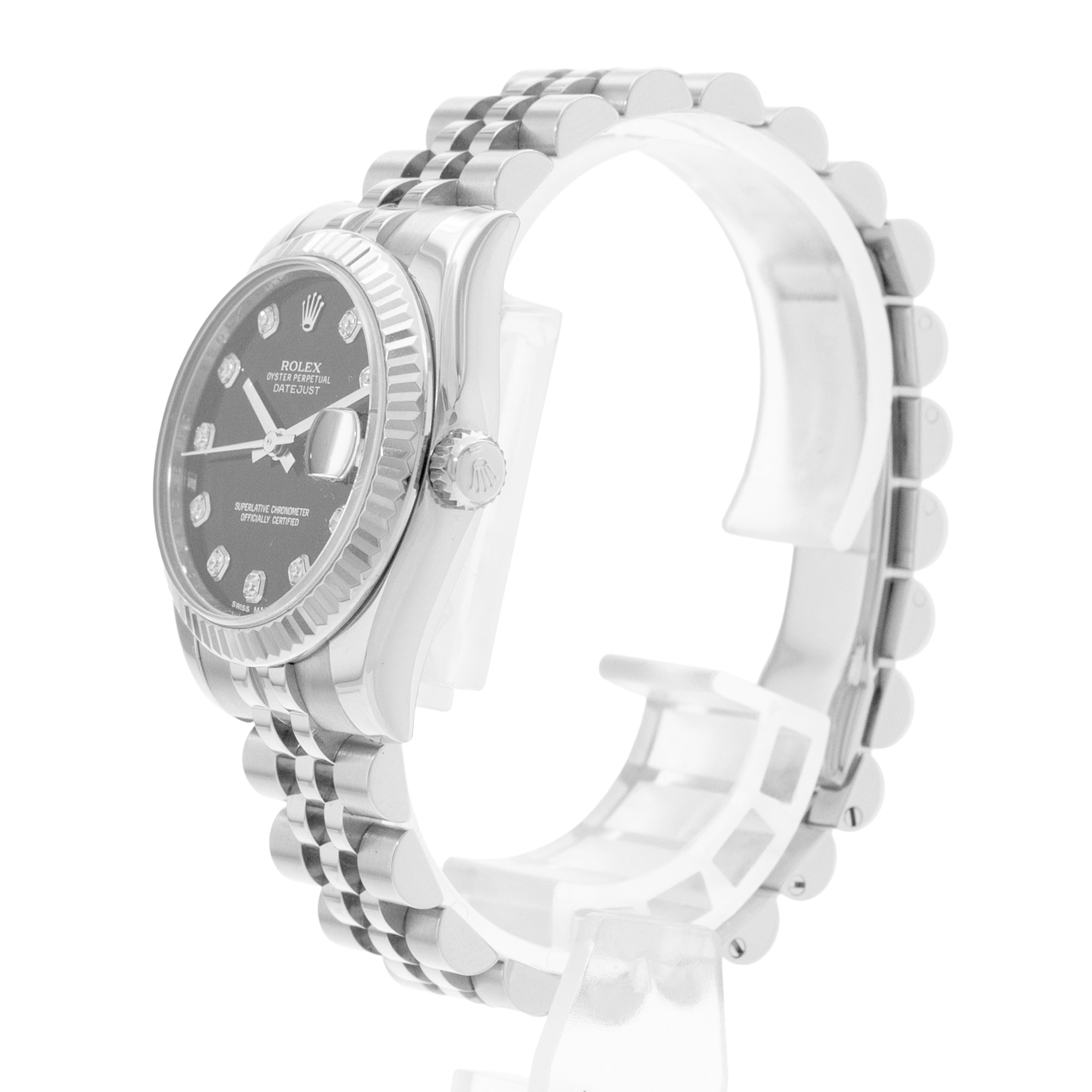 Rolex Datejust 31 178274 Black Diamonds Dial Steel Oyster Ladies Watch Card