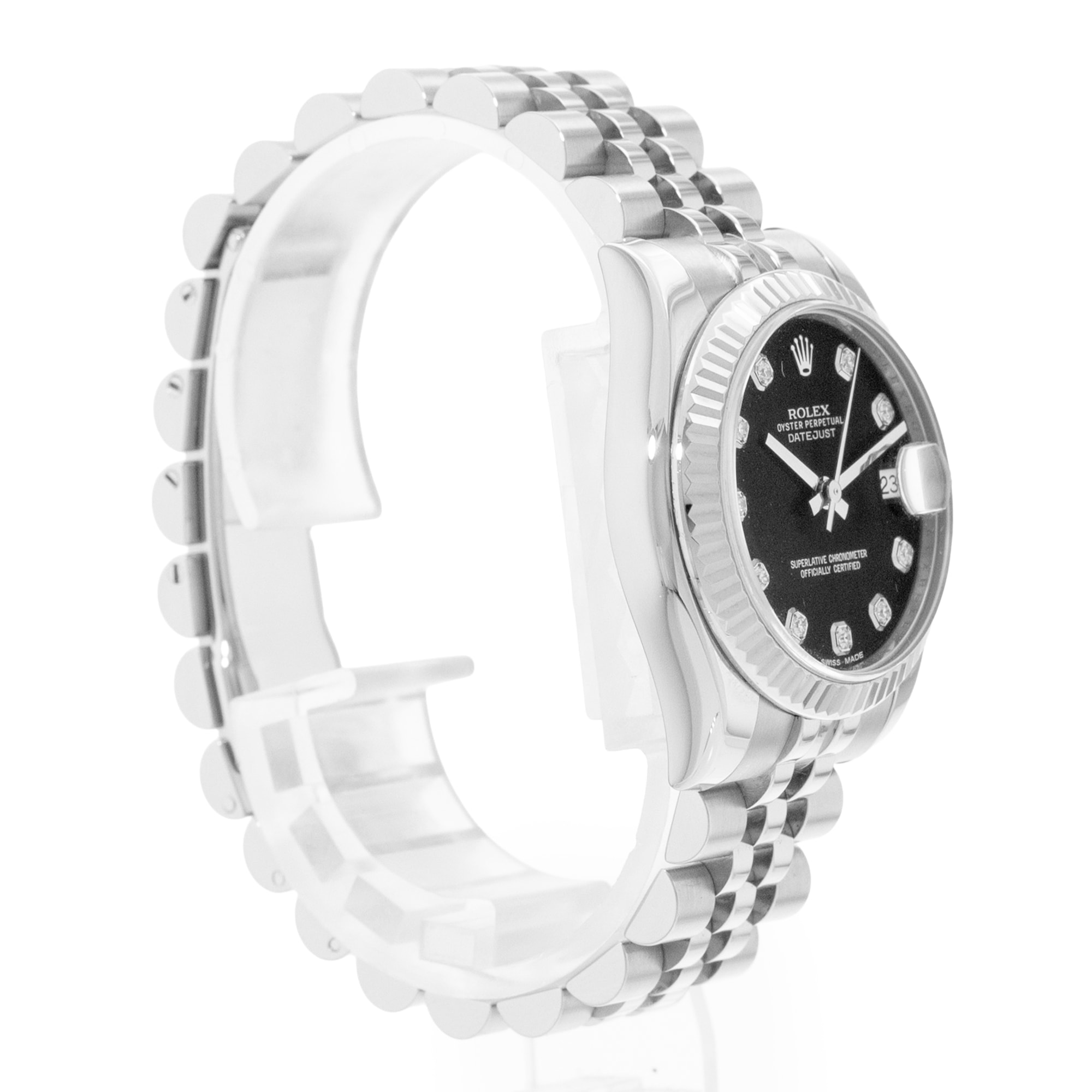 Rolex Datejust 31 178274 Black Diamonds Dial Steel Oyster Ladies Watch Card