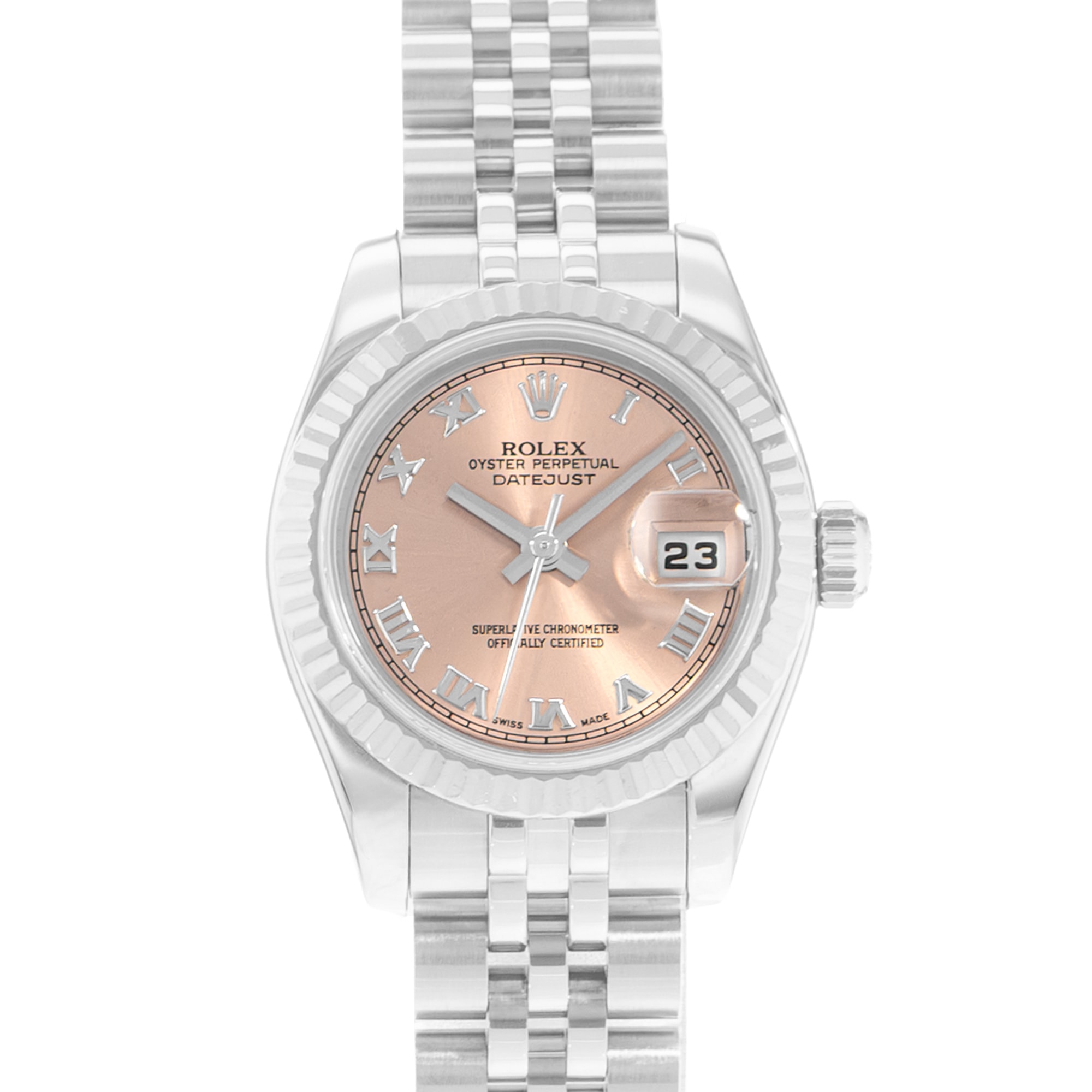 Rolex Datejus 26 179174 Salmon Pink Dial Steel Ladies Watch Papers