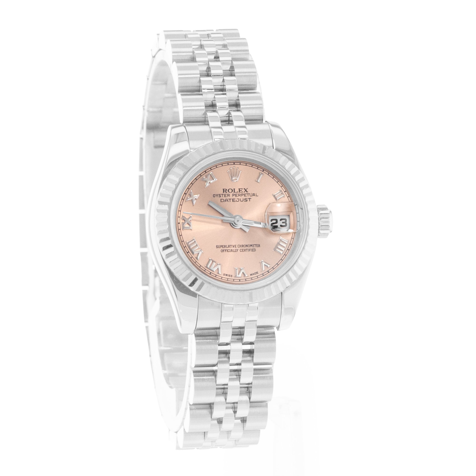 Rolex Datejus 26 179174 Salmon Pink Dial Steel Ladies Watch Papers