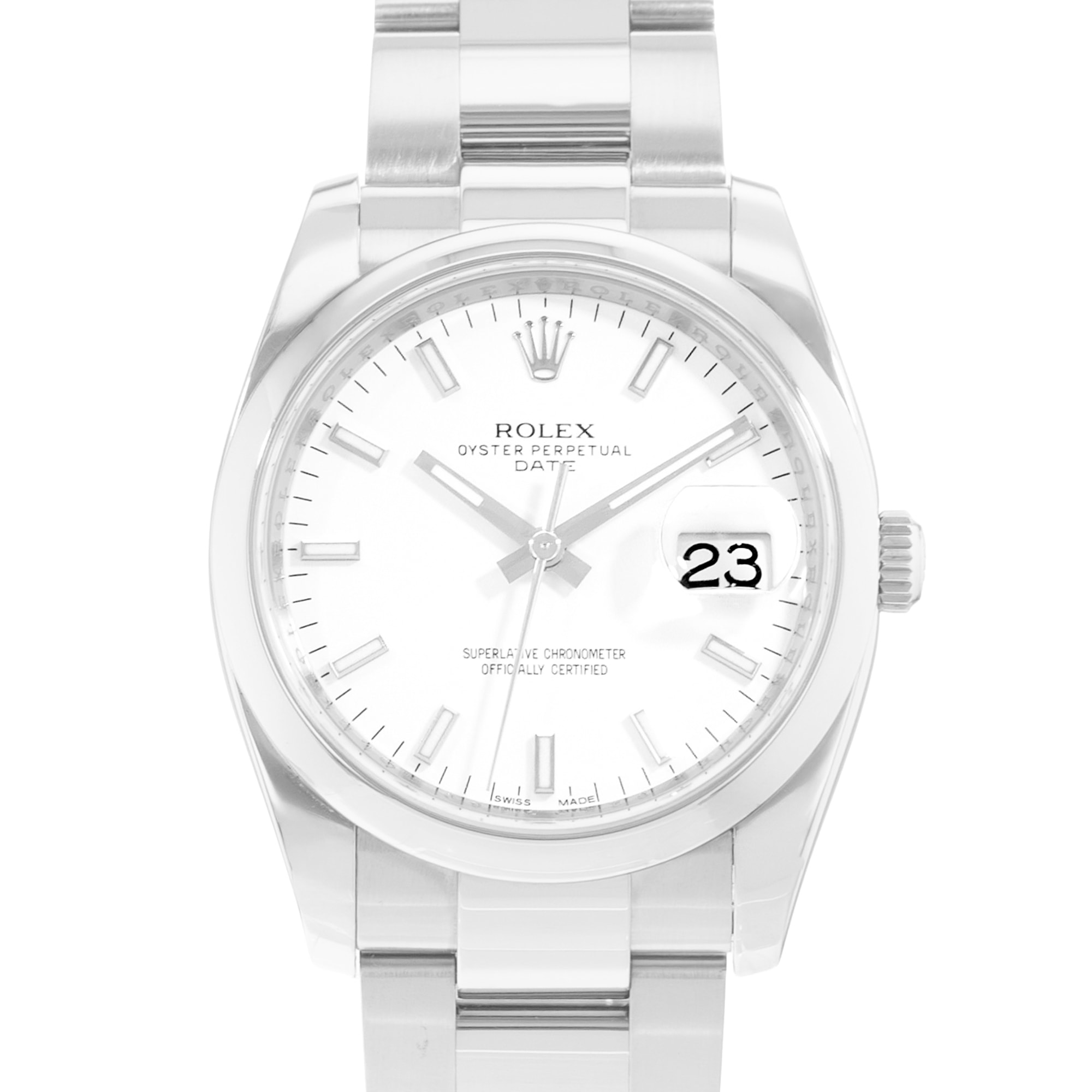 Rolex Oyster Perpetual 34 115200 Silver Dial Steel Automatic Mens Watch Card