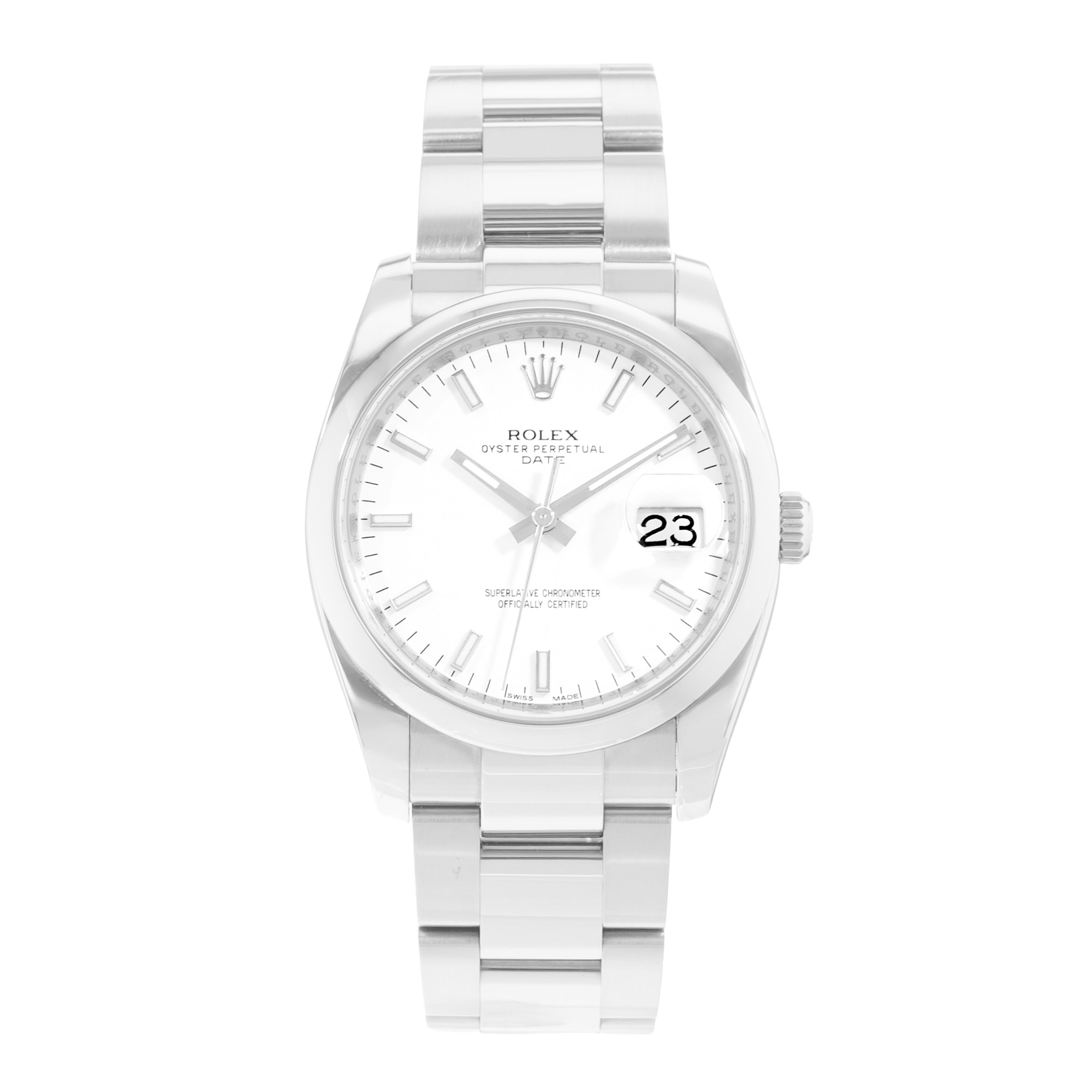 Rolex Oyster Perpetual 34 115200 Silver Dial Steel Automatic Mens Watch Card