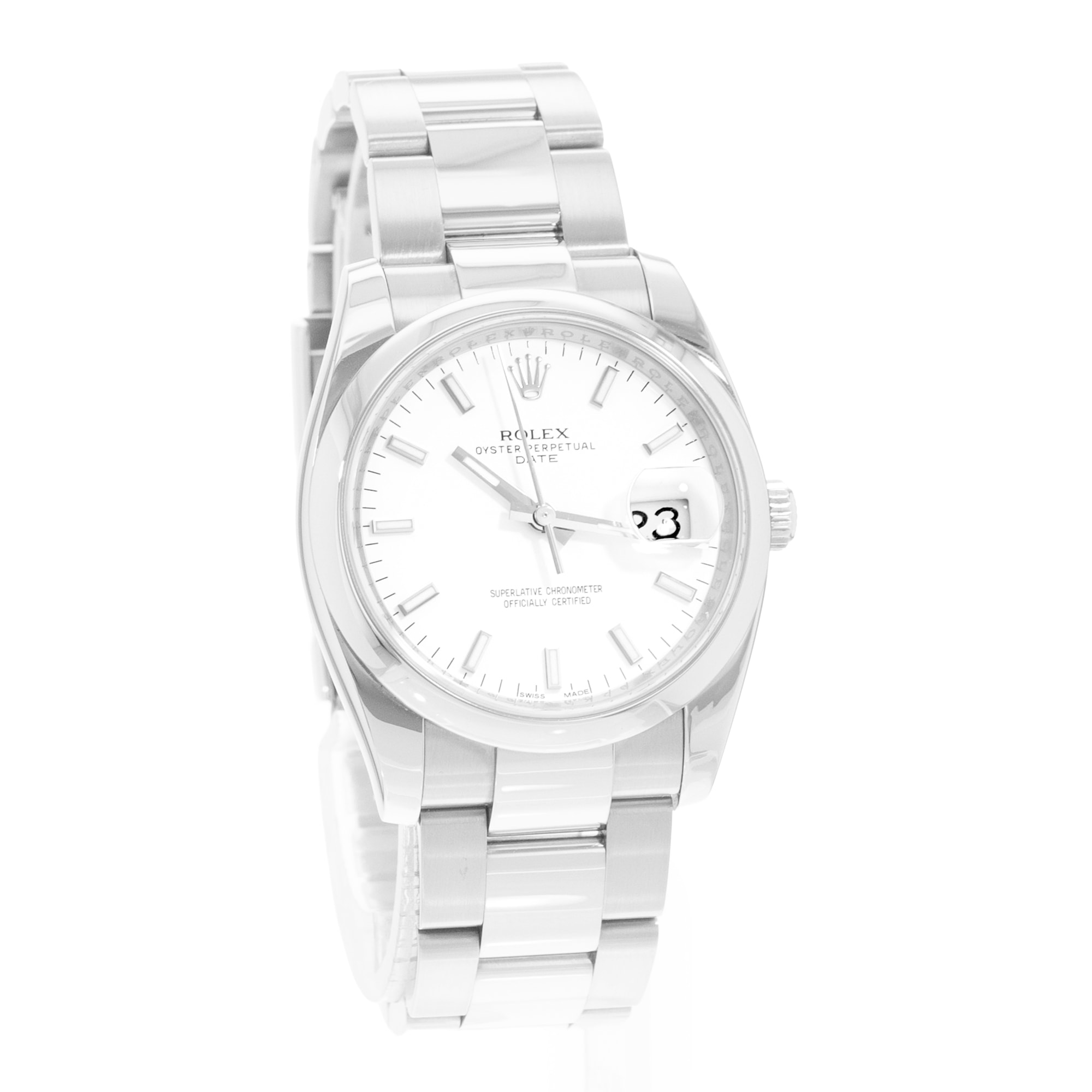 Rolex Oyster Perpetual 34 115200 Silver Dial Steel Automatic Mens Watch Card