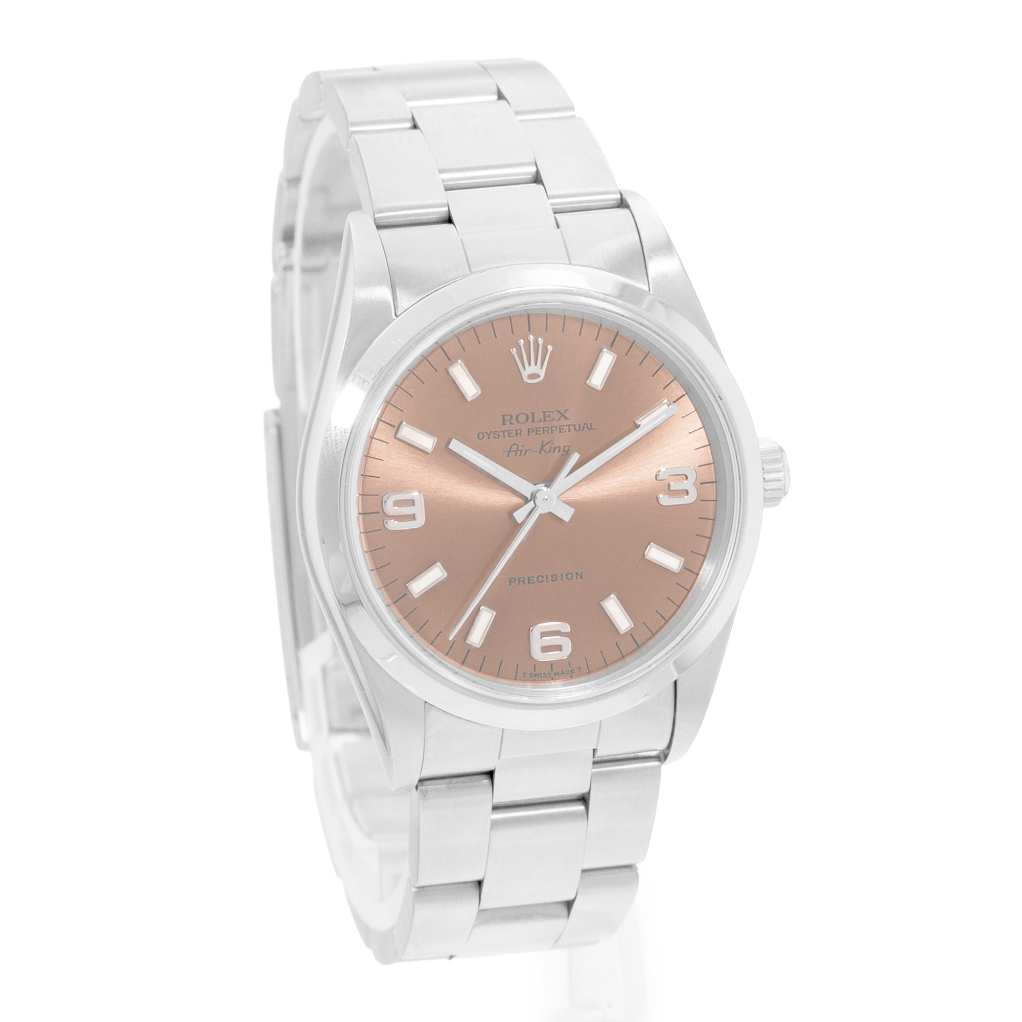 Rolex Air King 34 14000 Brown Arabic Dial Steel Oyster Automatic Mens Watch