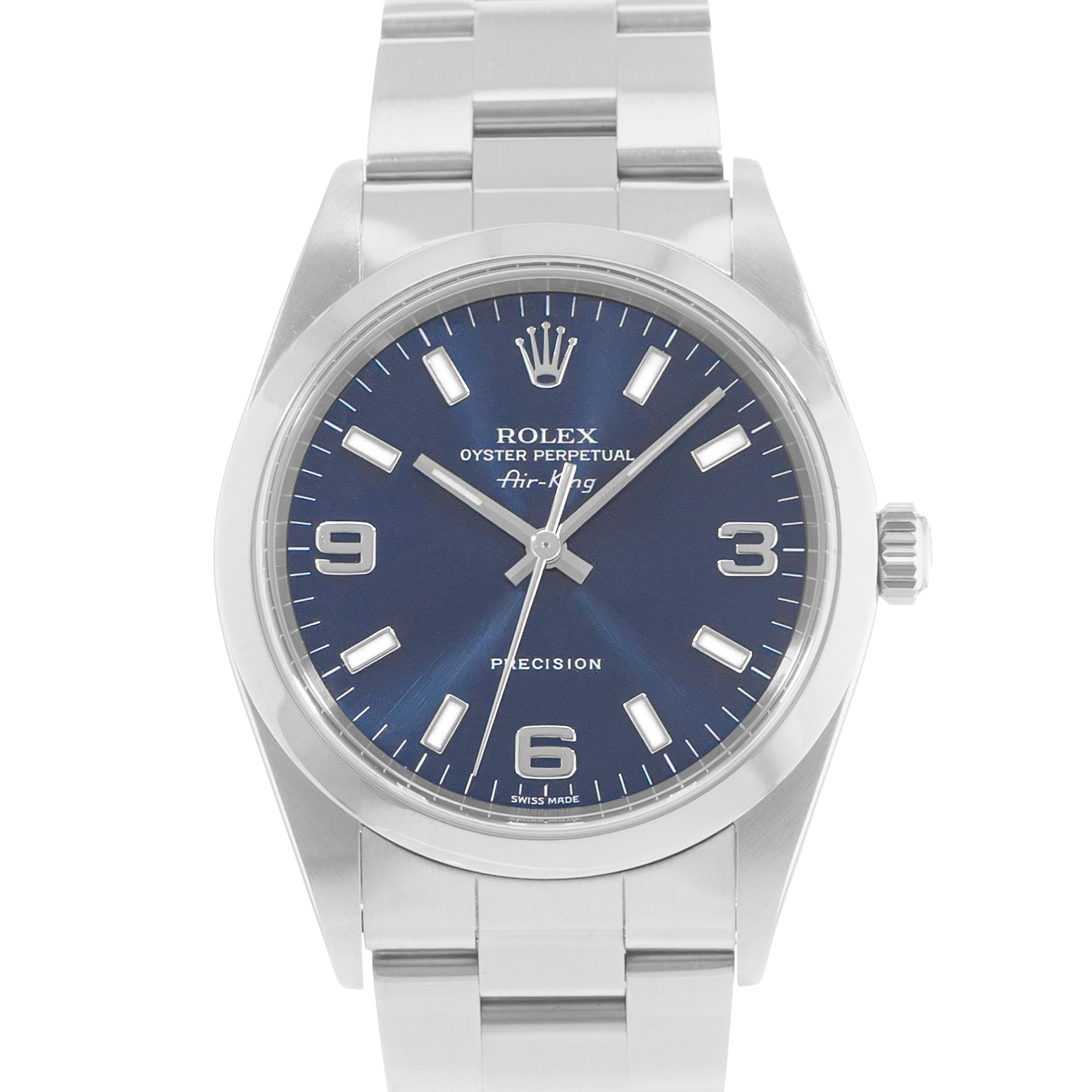 Rolex Air King 34 14000 Vintage Blue Dial Steel Oyster Automatic Mens Watch