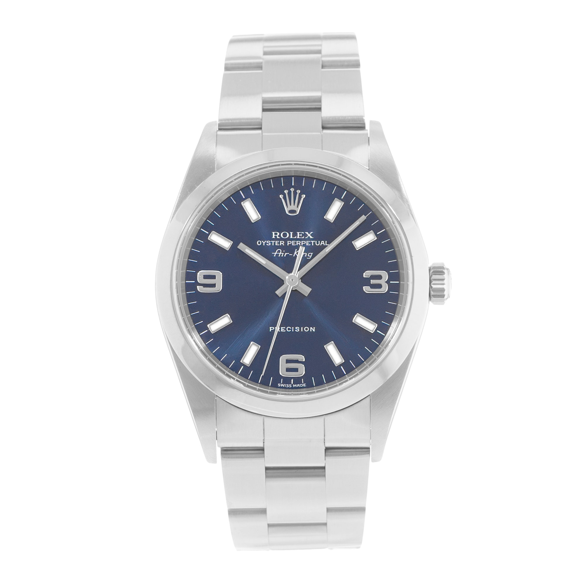 Rolex Air King 34 14000 Vintage Blue Dial Steel Oyster Automatic Mens Watch