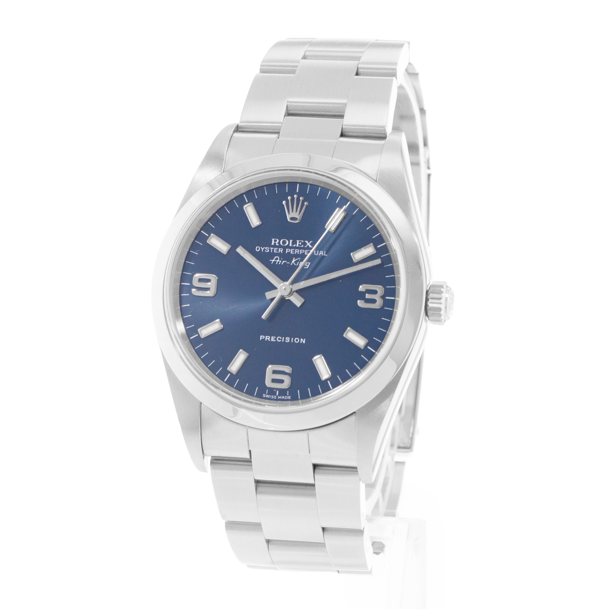 Rolex Air King 34 14000 Vintage Blue Dial Steel Oyster Automatic Mens Watch