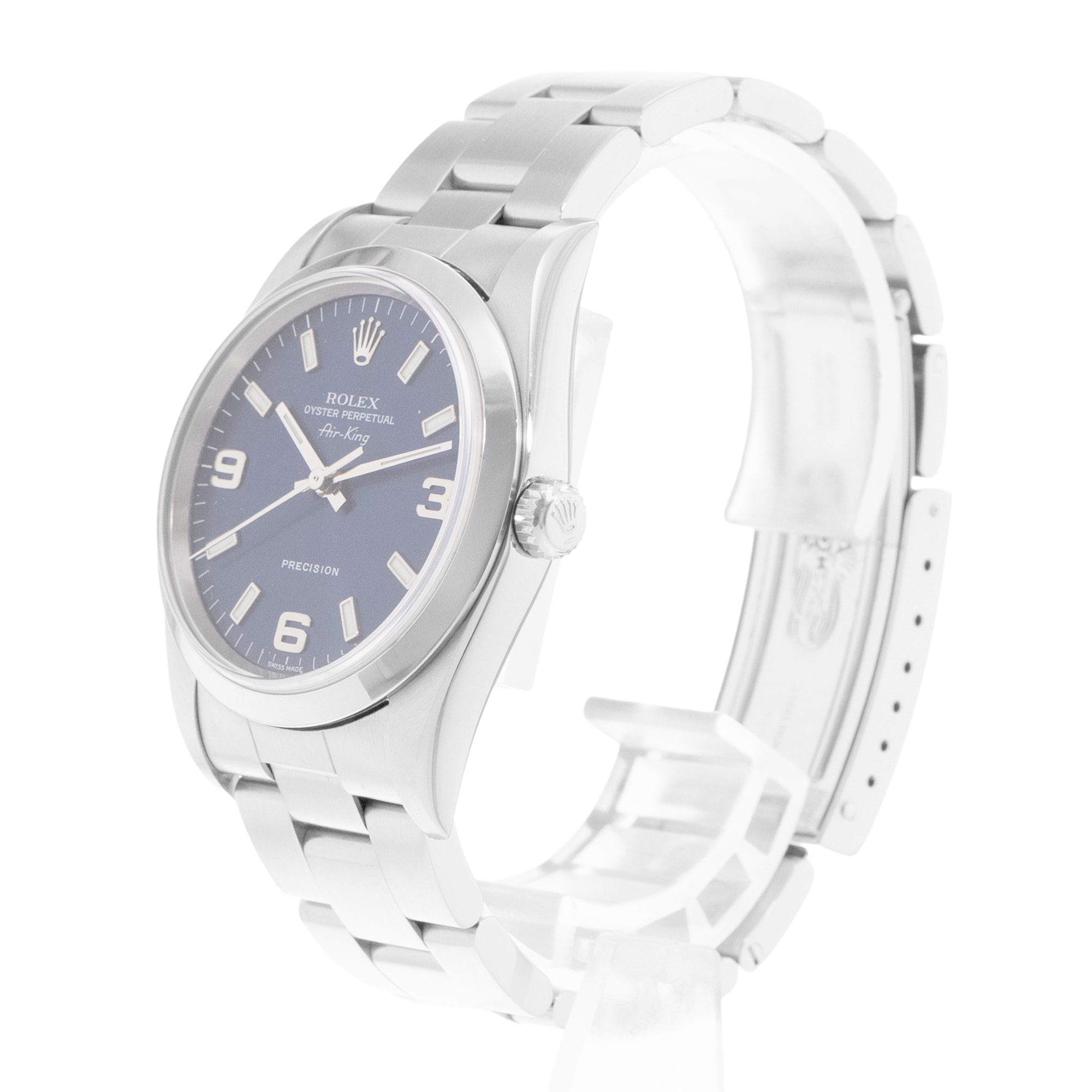 Rolex Air King 34 14000 Vintage Blue Dial Steel Oyster Automatic Mens Watch