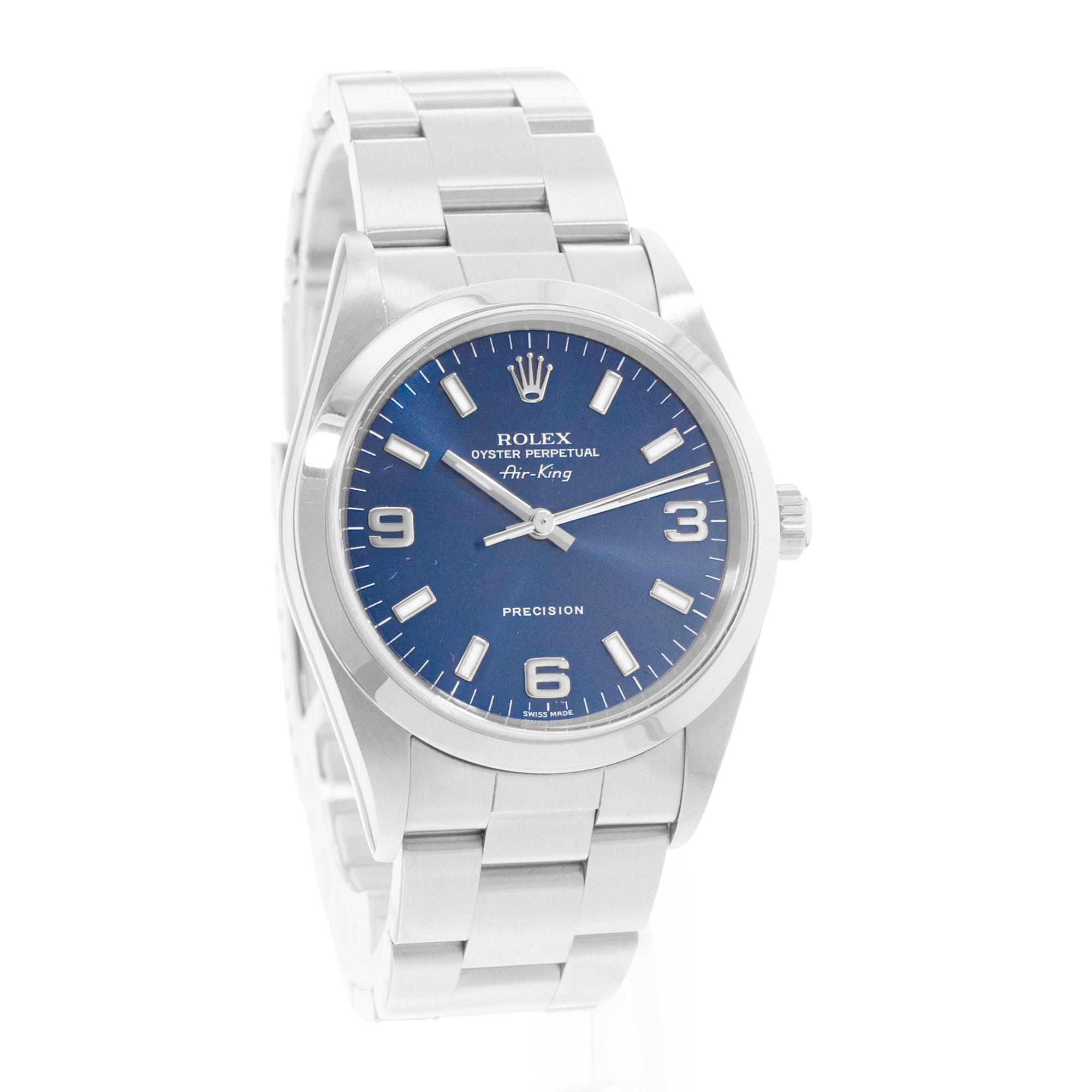 Rolex Air King 34 14000 Vintage Blue Dial Steel Oyster Automatic Mens Watch