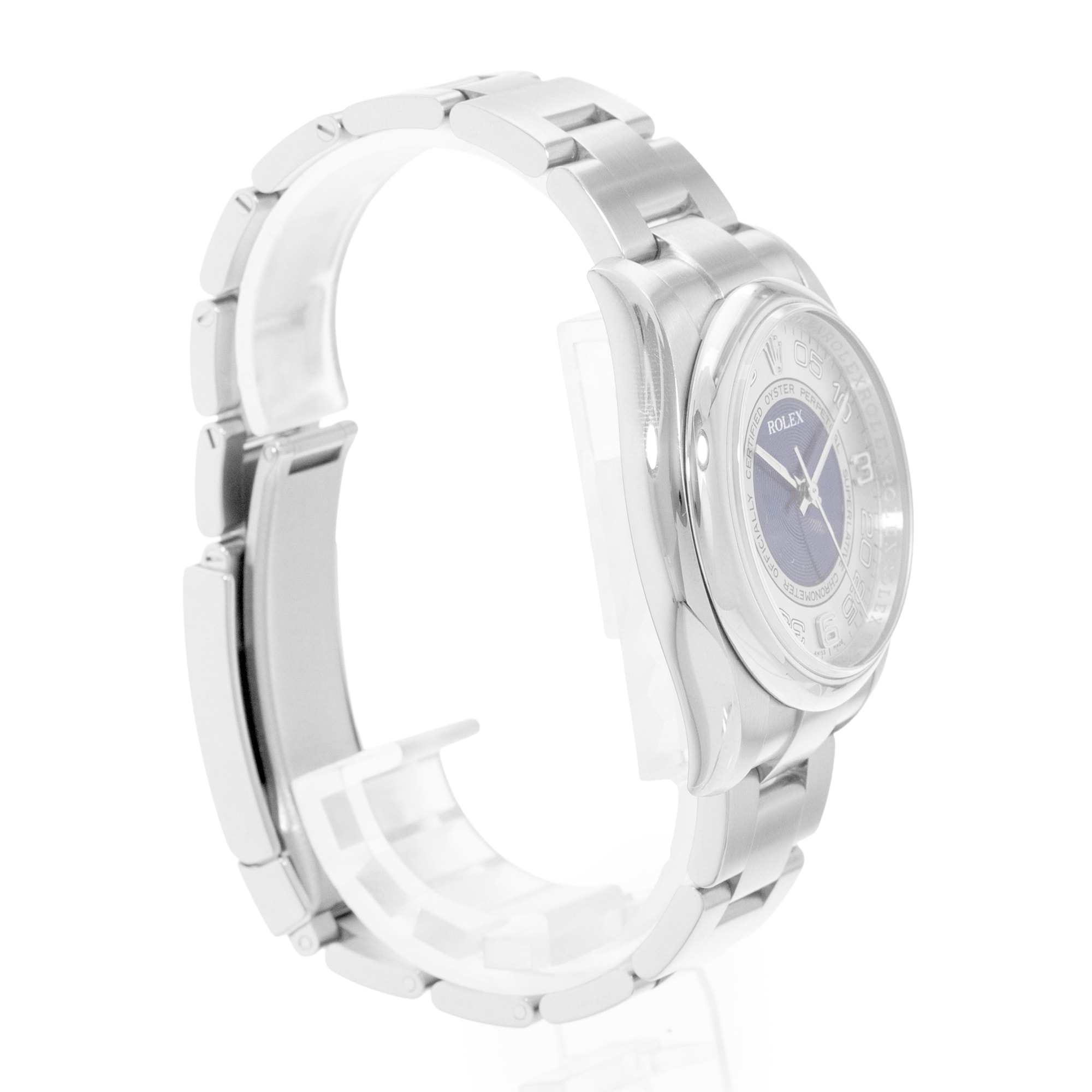 Rolex Oyster Perpetual 36 116000 Silver Blue Dial Steel Mens Watch