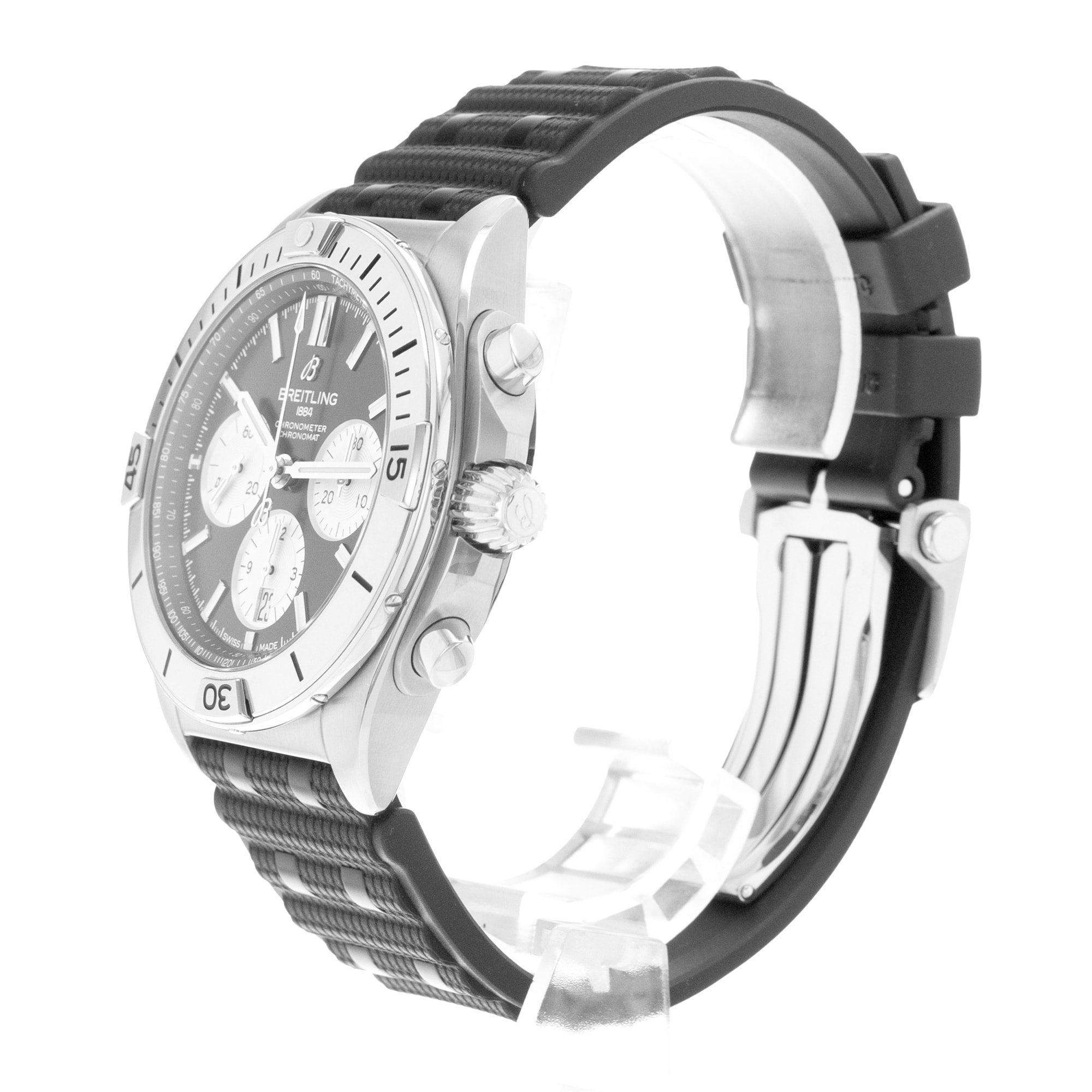 Breitling Chronomat AB0134101B2A1 42mm Black Dial Steel Mens Watch Box Card