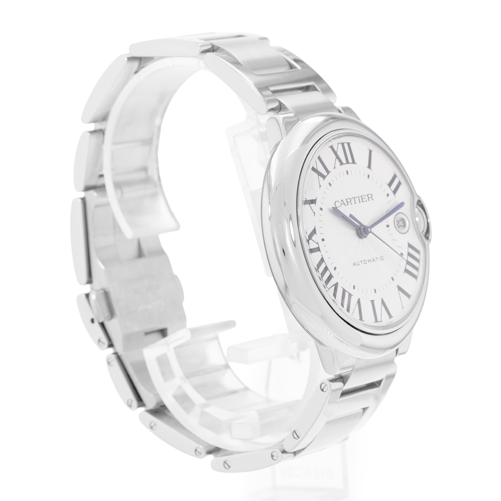 Cartier Ballon Bleu 42mm W69012Z4 3001 Silver Roman Dial Steel Mens Watch