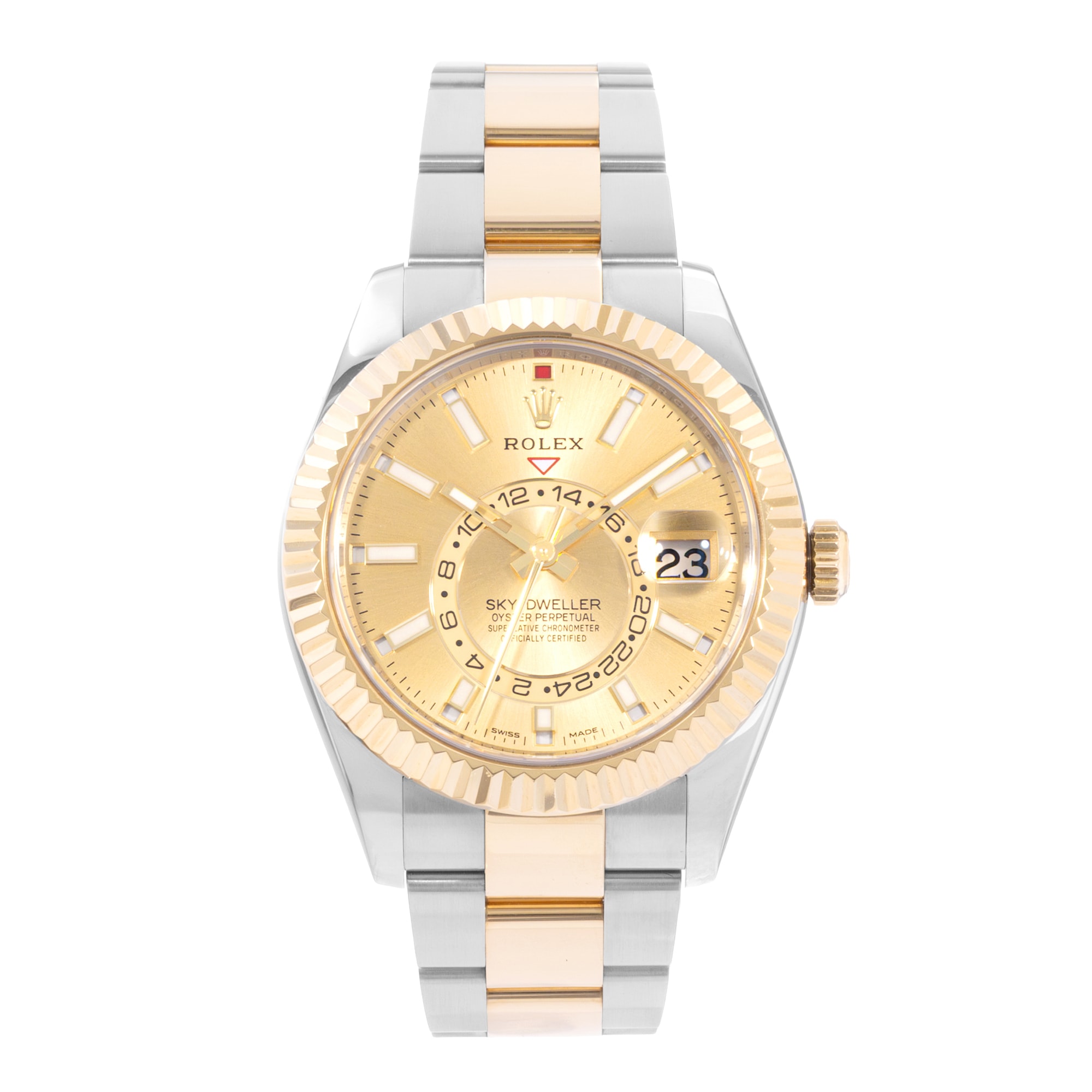 Rolex Sky-Dweller 326933 42mm Champagne Steel Yellow Gold Mens Watch Card