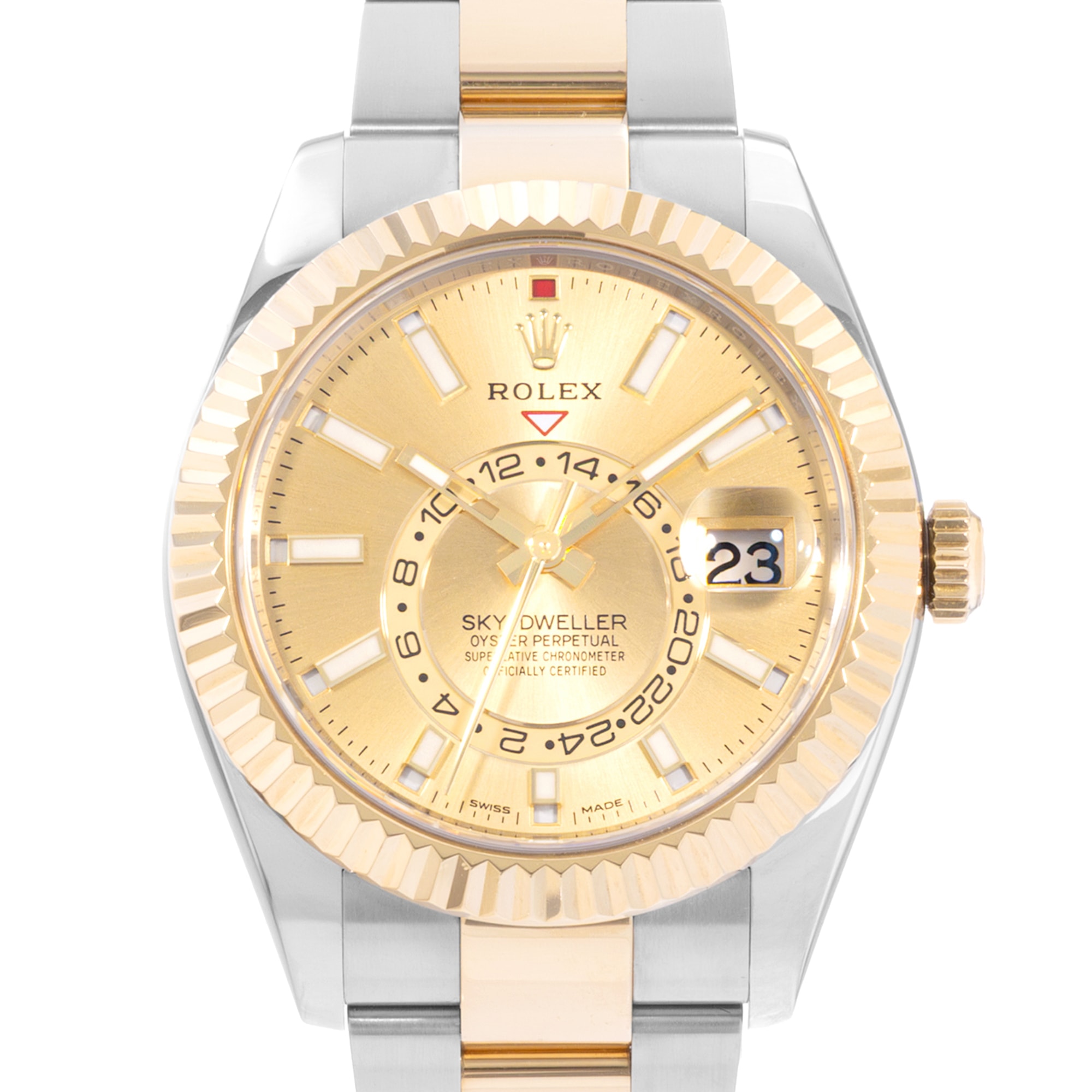 Rolex Sky-Dweller 326933 42mm Champagne Steel Yellow Gold Mens Watch Card