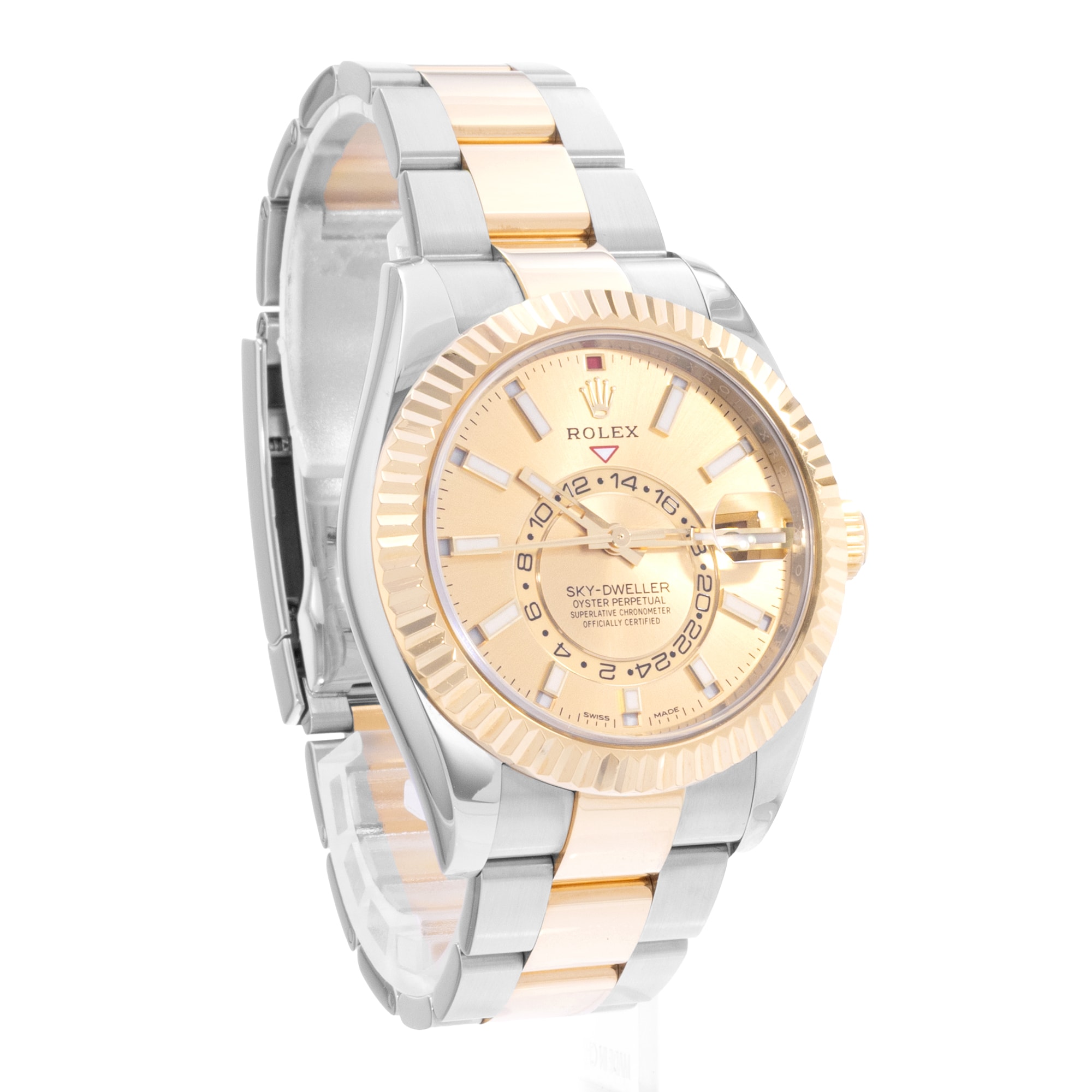 Rolex Sky-Dweller 326933 42mm Champagne Steel Yellow Gold Mens Watch Card