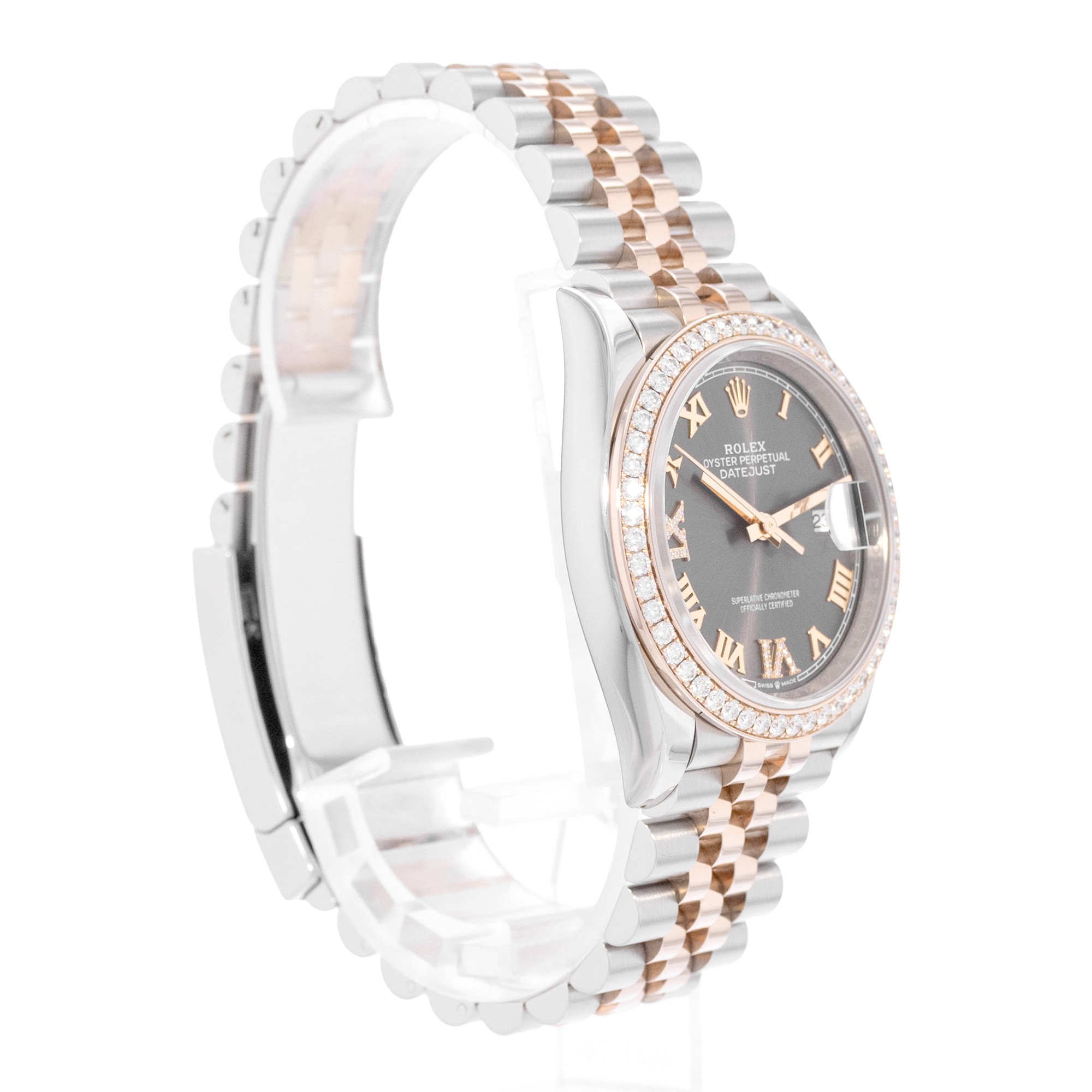 Rolex Datejust 36 126281 RBR Silver Diamonds Steel Rose Gold Mens Watch Box Card