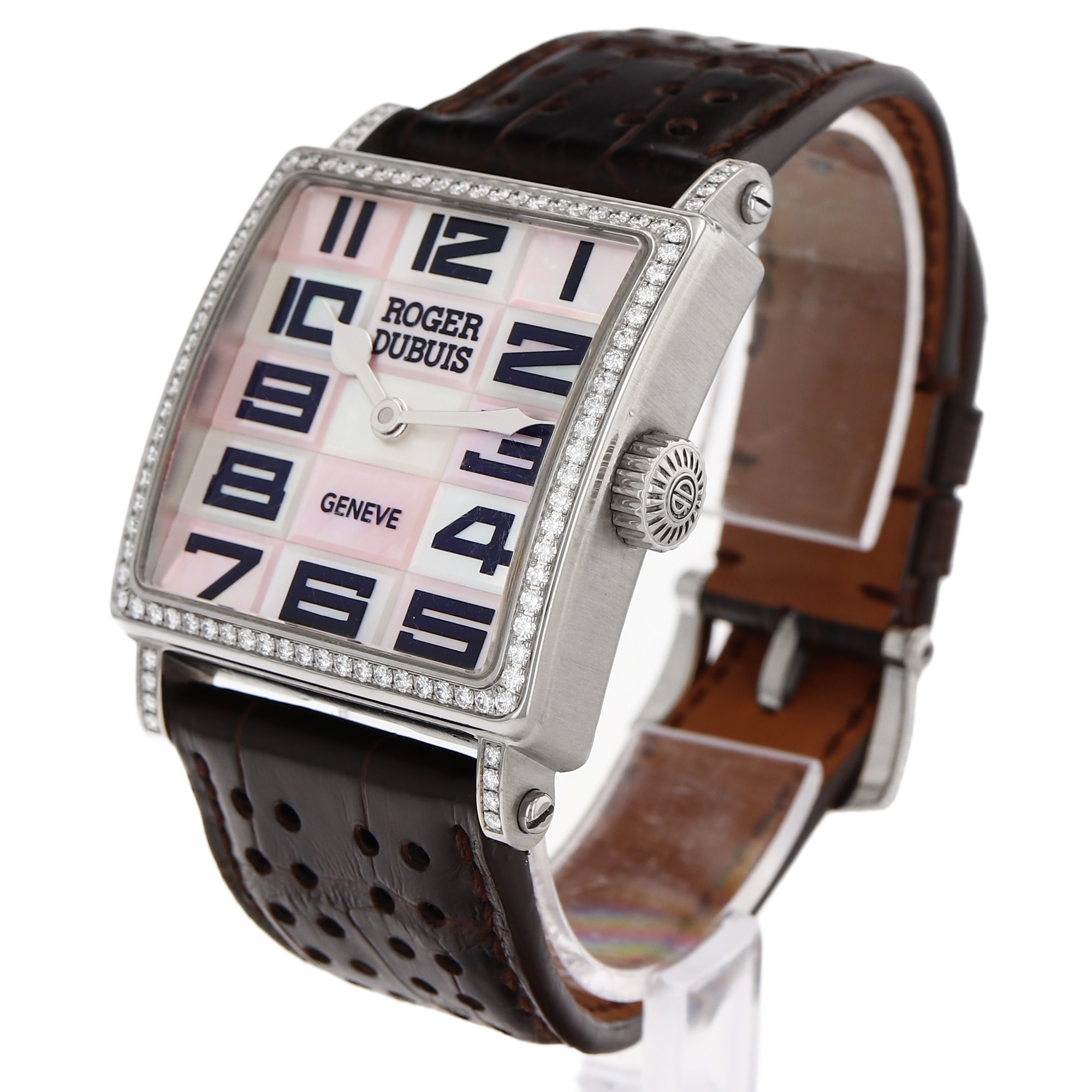 Roger Dubuis Golden Square G34980 Factory Mother of Pearl Diamond Ladies Watch