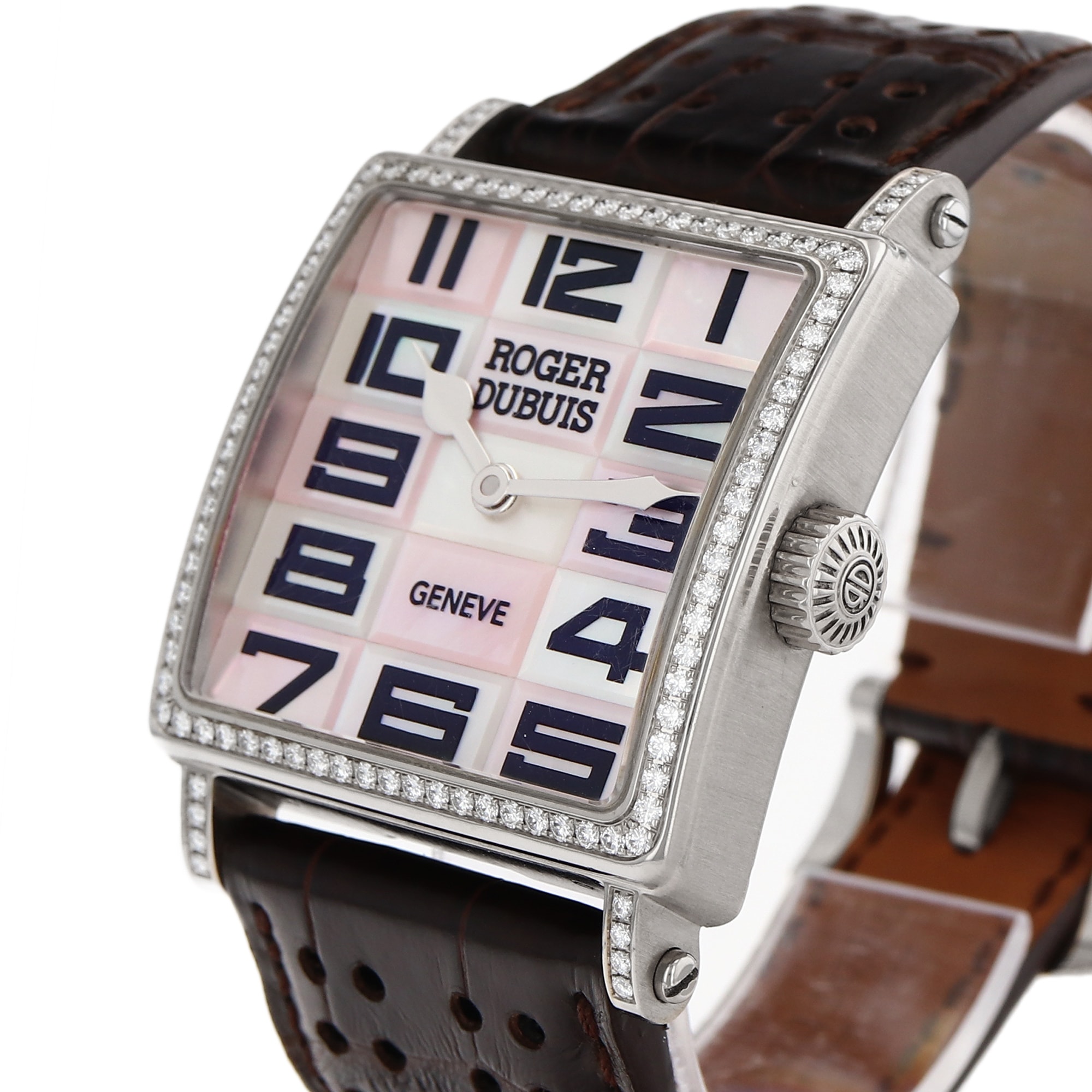 Roger Dubuis Golden Square G34980 Factory Mother of Pearl Diamond Ladies Watch