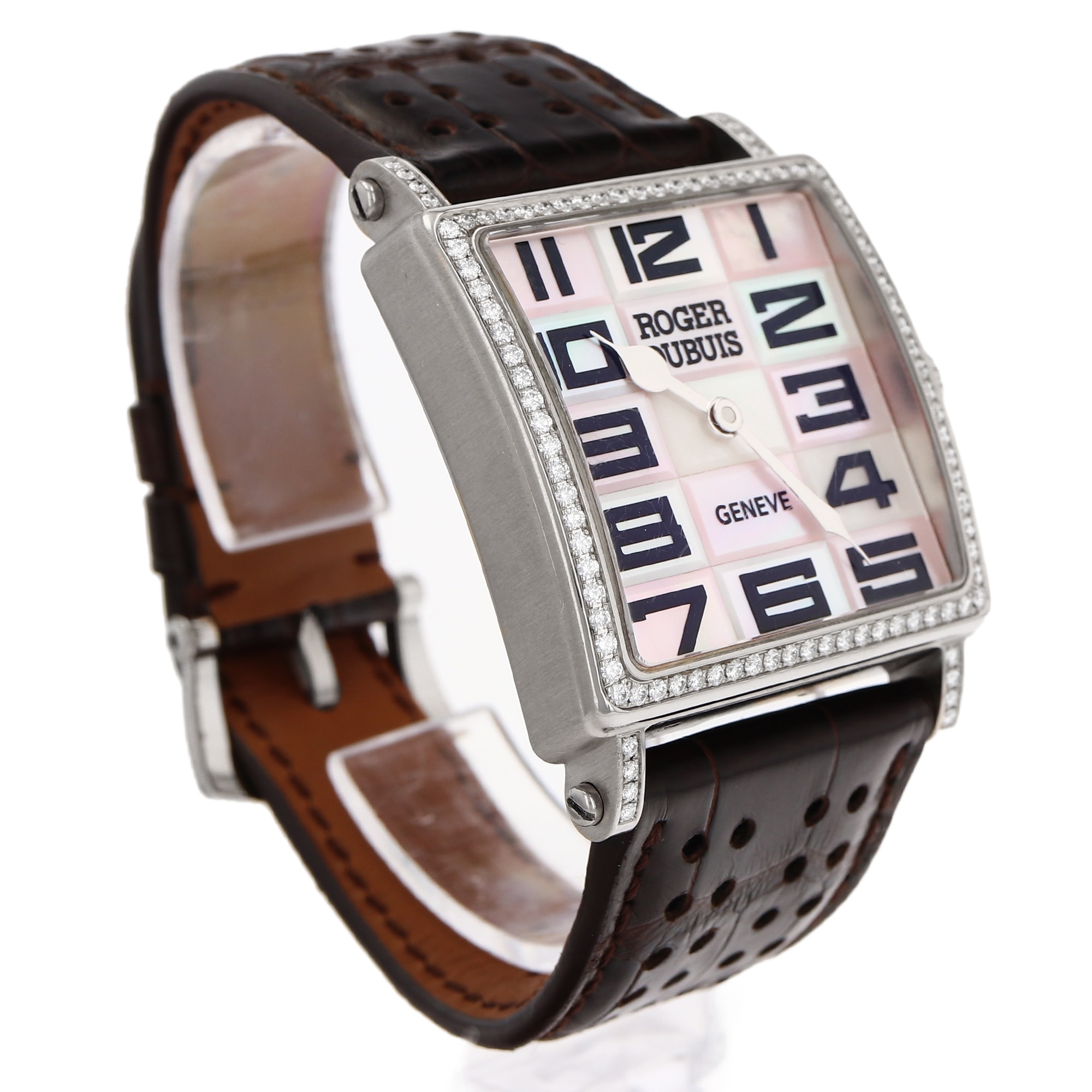 Roger Dubuis Golden Square G34980 Factory Mother of Pearl Diamond Ladies Watch