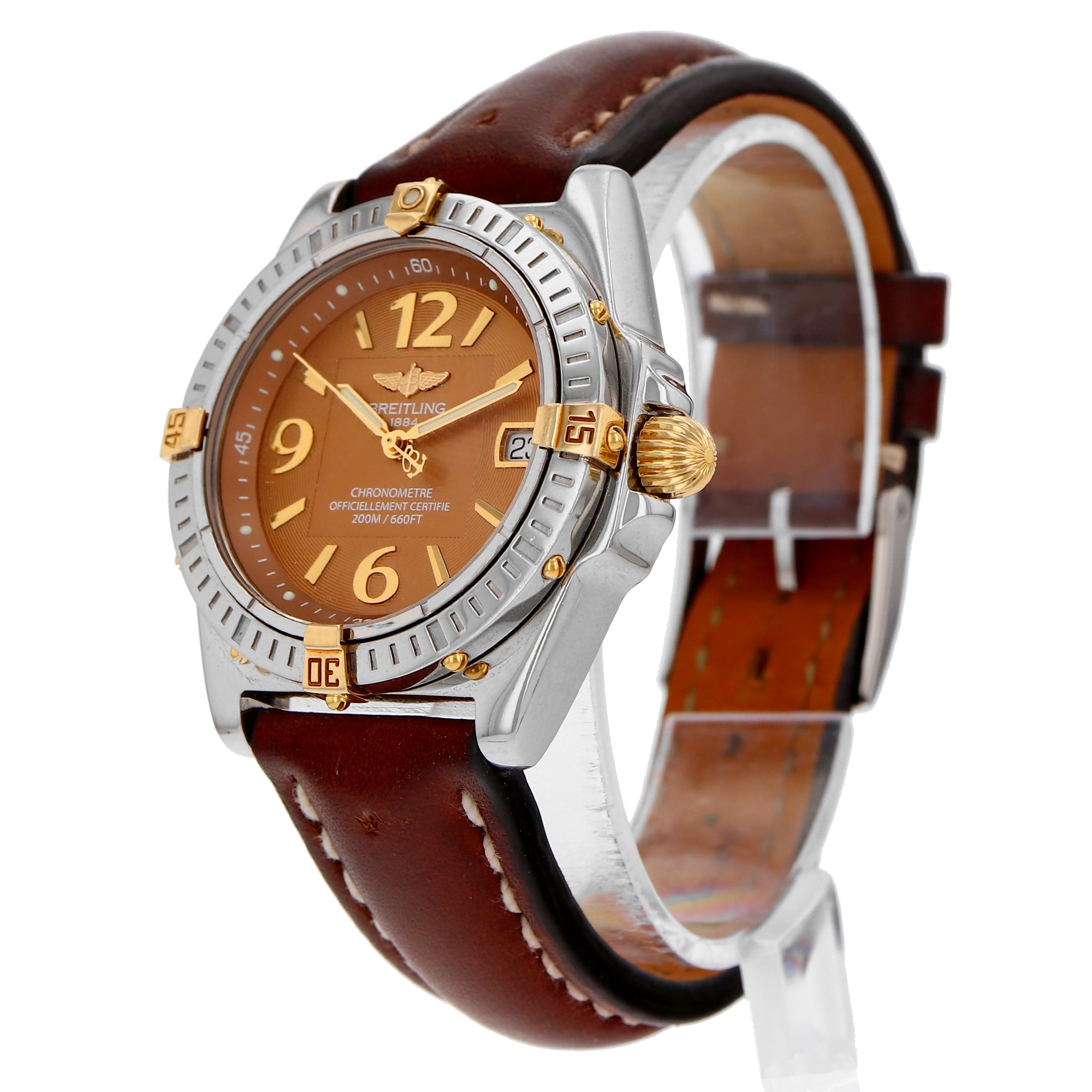 Breitling Callisto B77346 Brown Arabic Dial Steel & 18K Yellow Gold Automatic