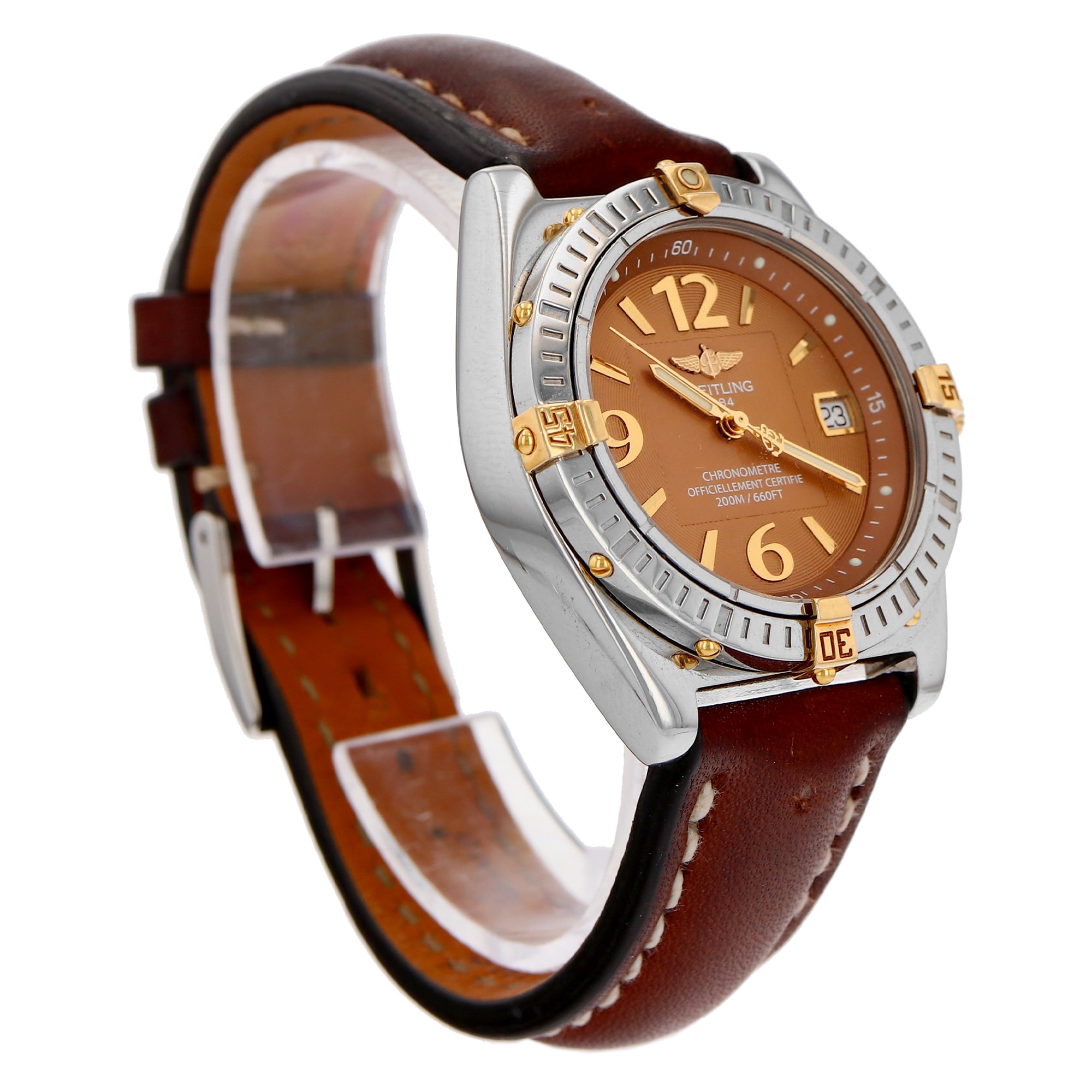 Breitling Callisto B77346 Brown Arabic Dial Steel & 18K Yellow Gold Automatic