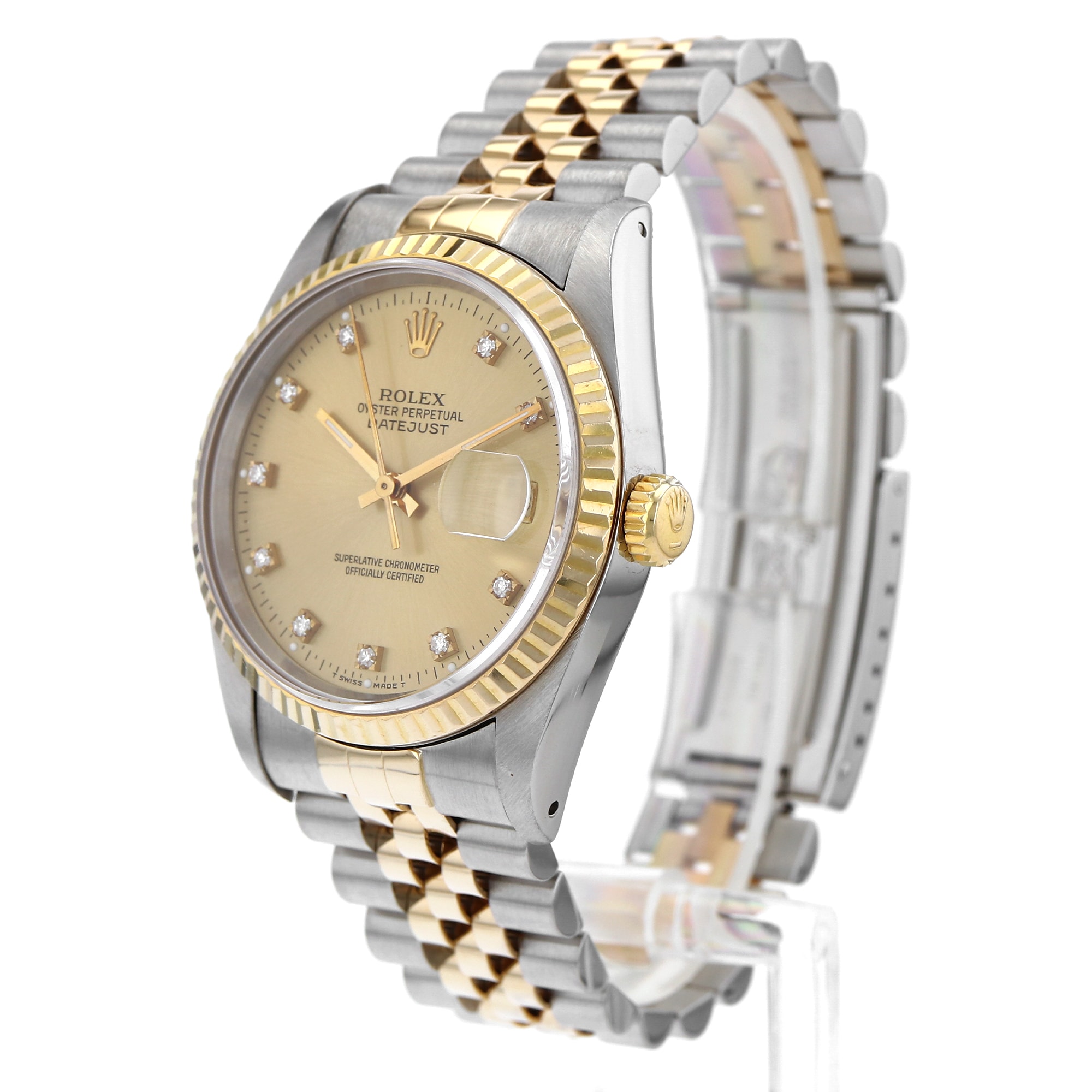 Rolex Datejust 36mm 16233G Yellow factory diamonds dial steel & 18K yellow gold