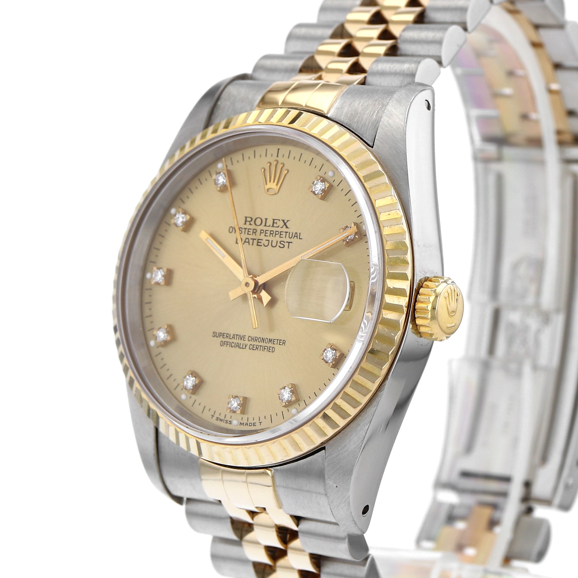 Rolex Datejust 36mm 16233G Yellow factory diamonds dial steel & 18K yellow gold