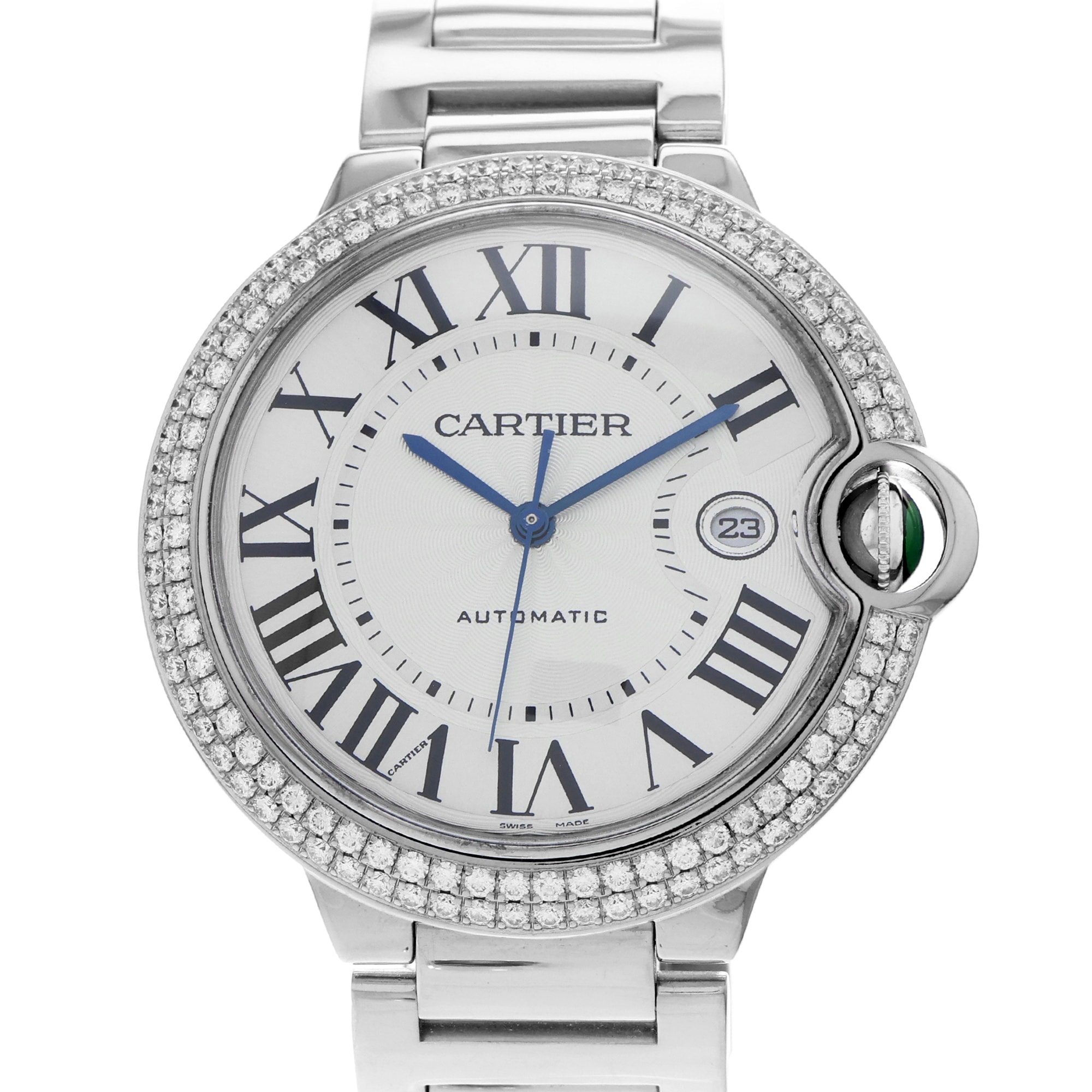 Cartier Ballon Bleu 42mm WE9009Z3 3000 Factory Diamonds 18k White Gold Mens 2005