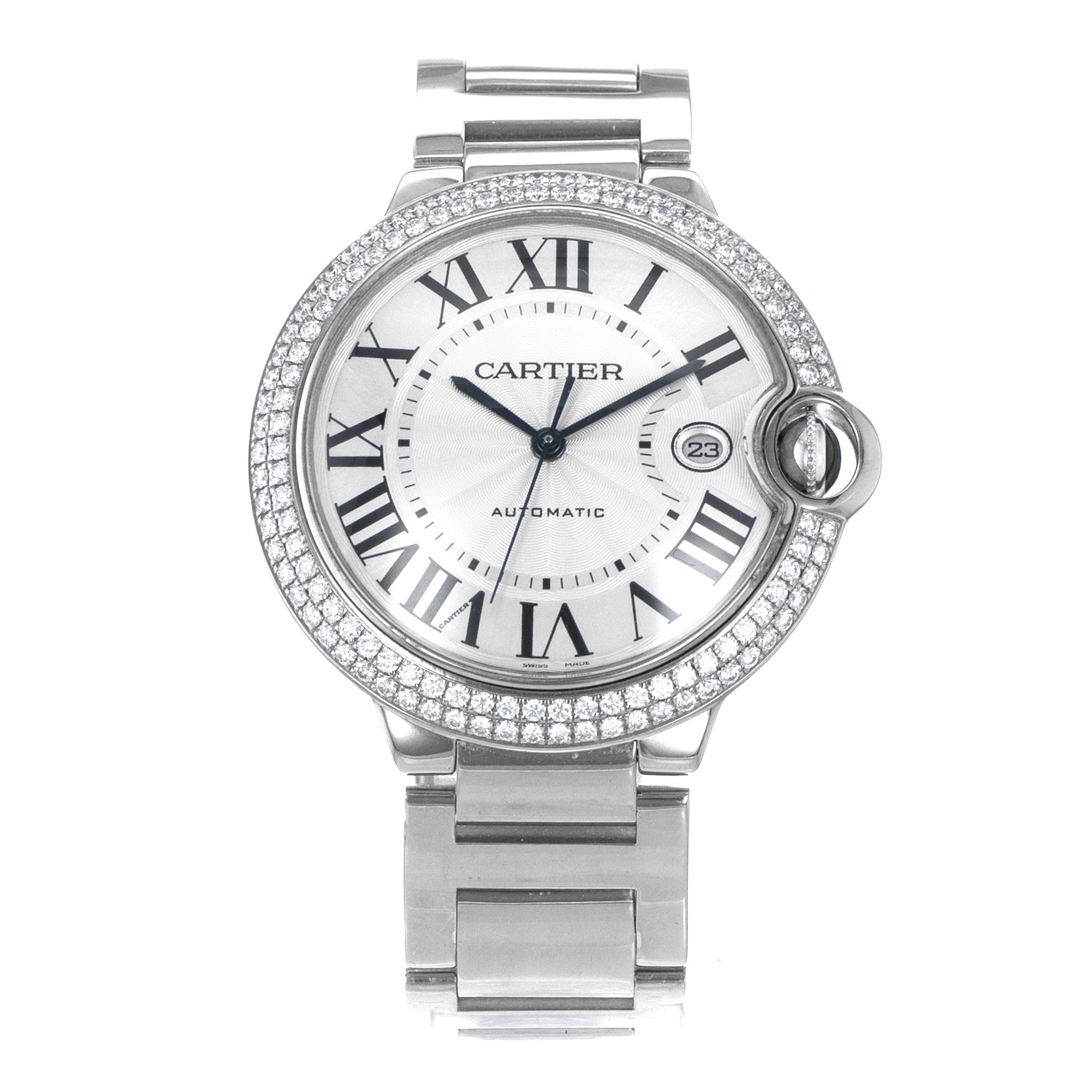 Cartier Ballon Bleu 42mm WE9009Z3 3000 Factory Diamonds 18k White Gold Mens 2005