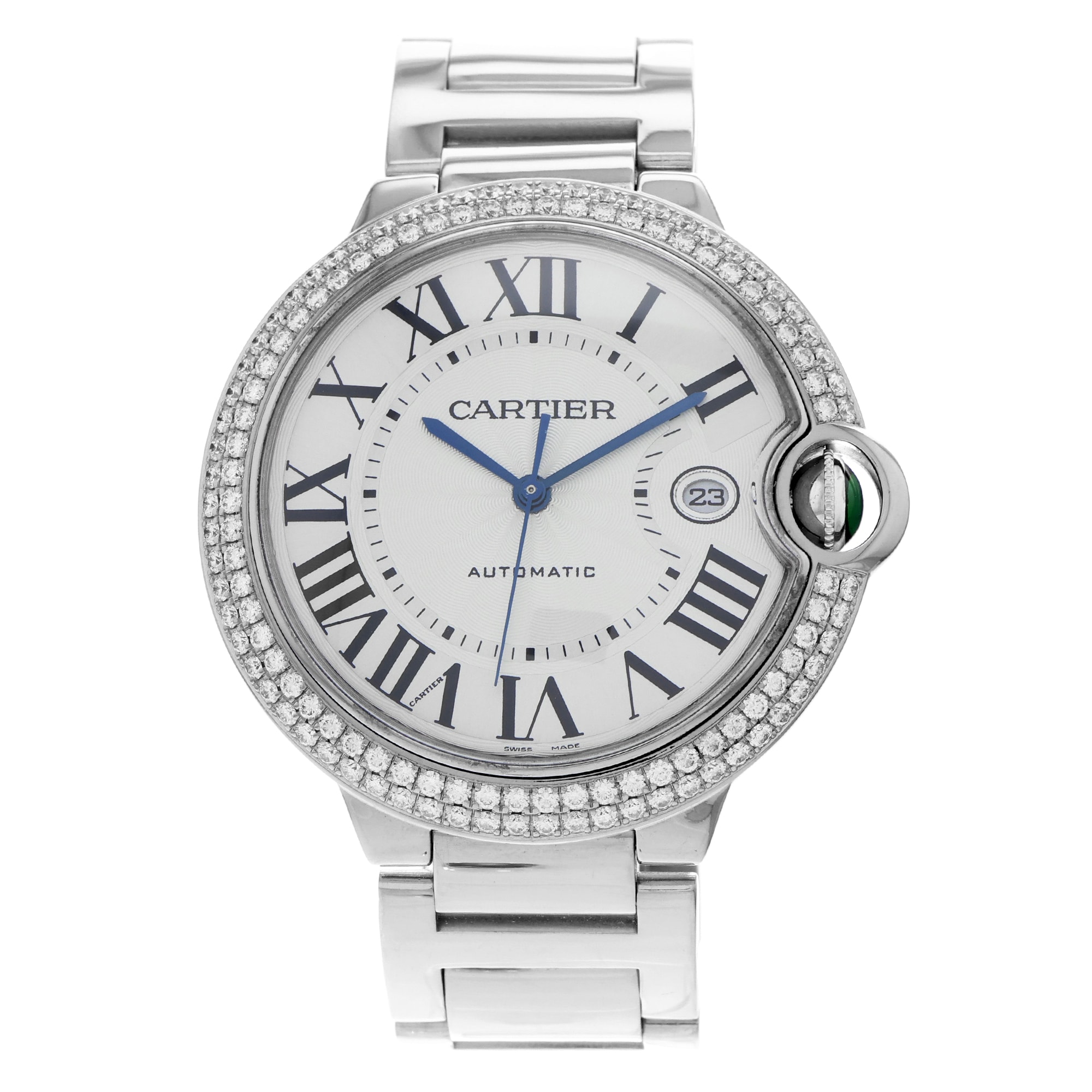 Cartier Ballon Bleu 42mm WE9009Z3 3000 Factory Diamonds 18k White Gold Mens 2005
