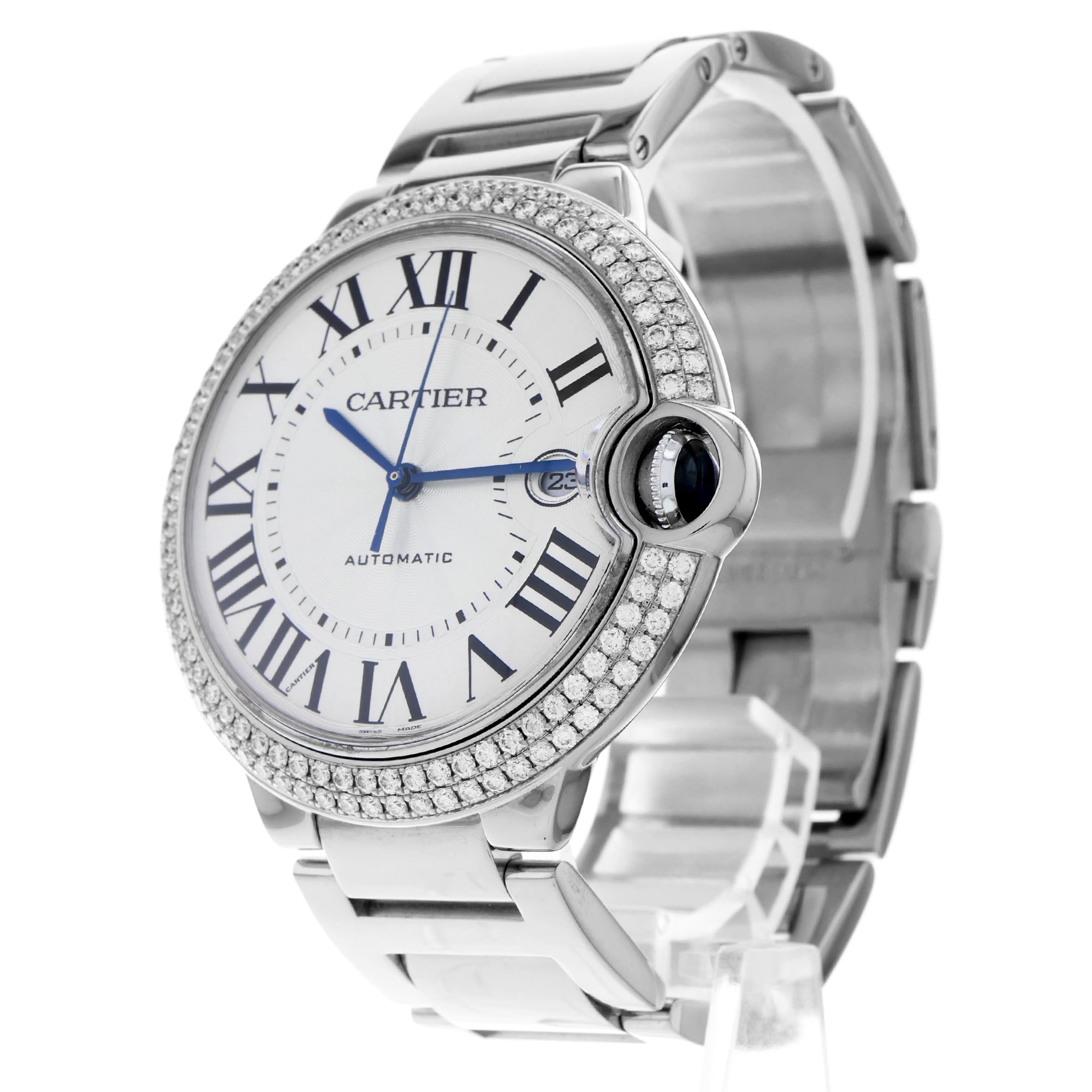 Cartier Ballon Bleu 42mm WE9009Z3 3000 Factory Diamonds 18k White Gold Mens 2005