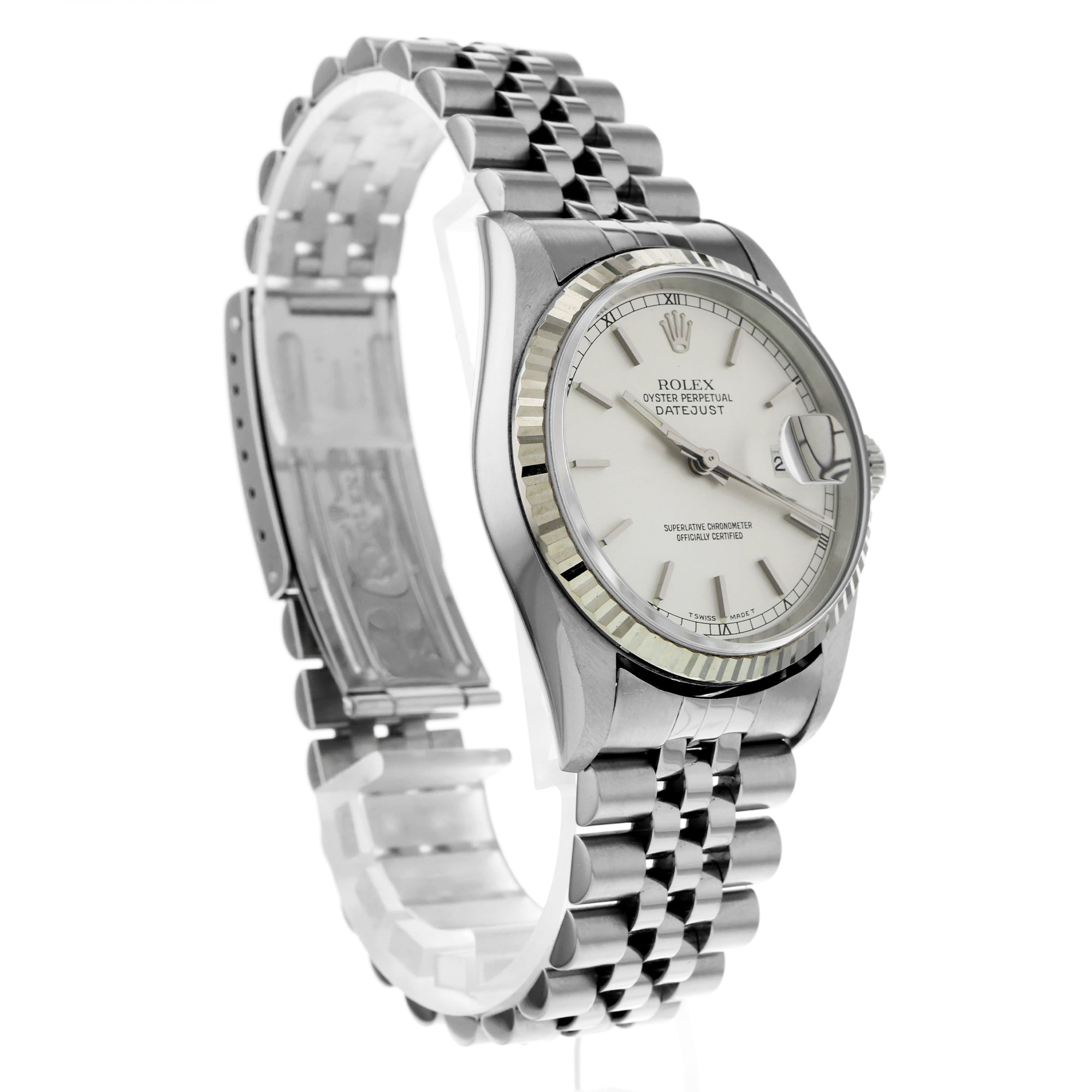 Rolex Datejust 36 16234 Fluted Silver Stick Dial Automatic