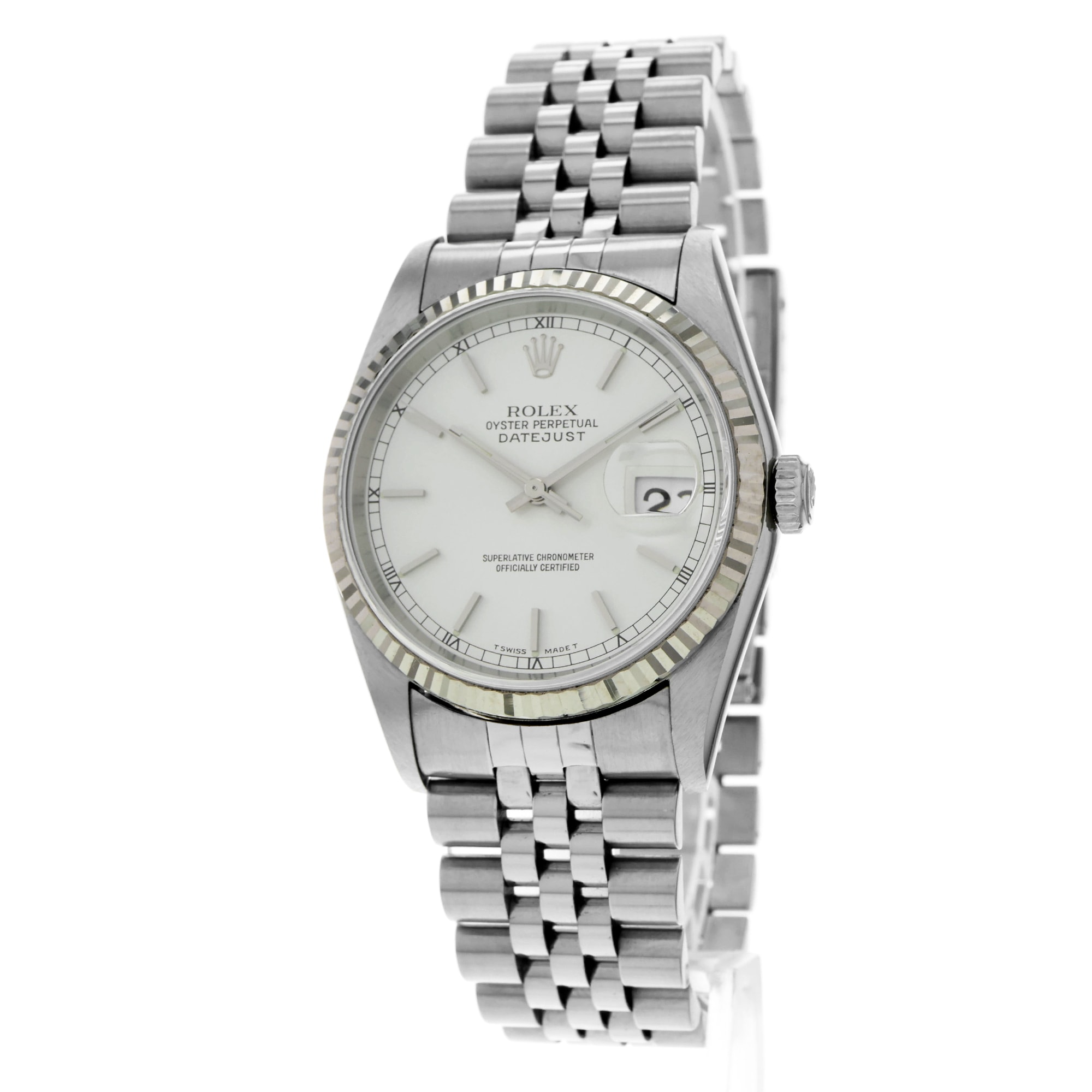 Rolex Datejust 36 16234 Fluted Silver Stick Dial Automatic