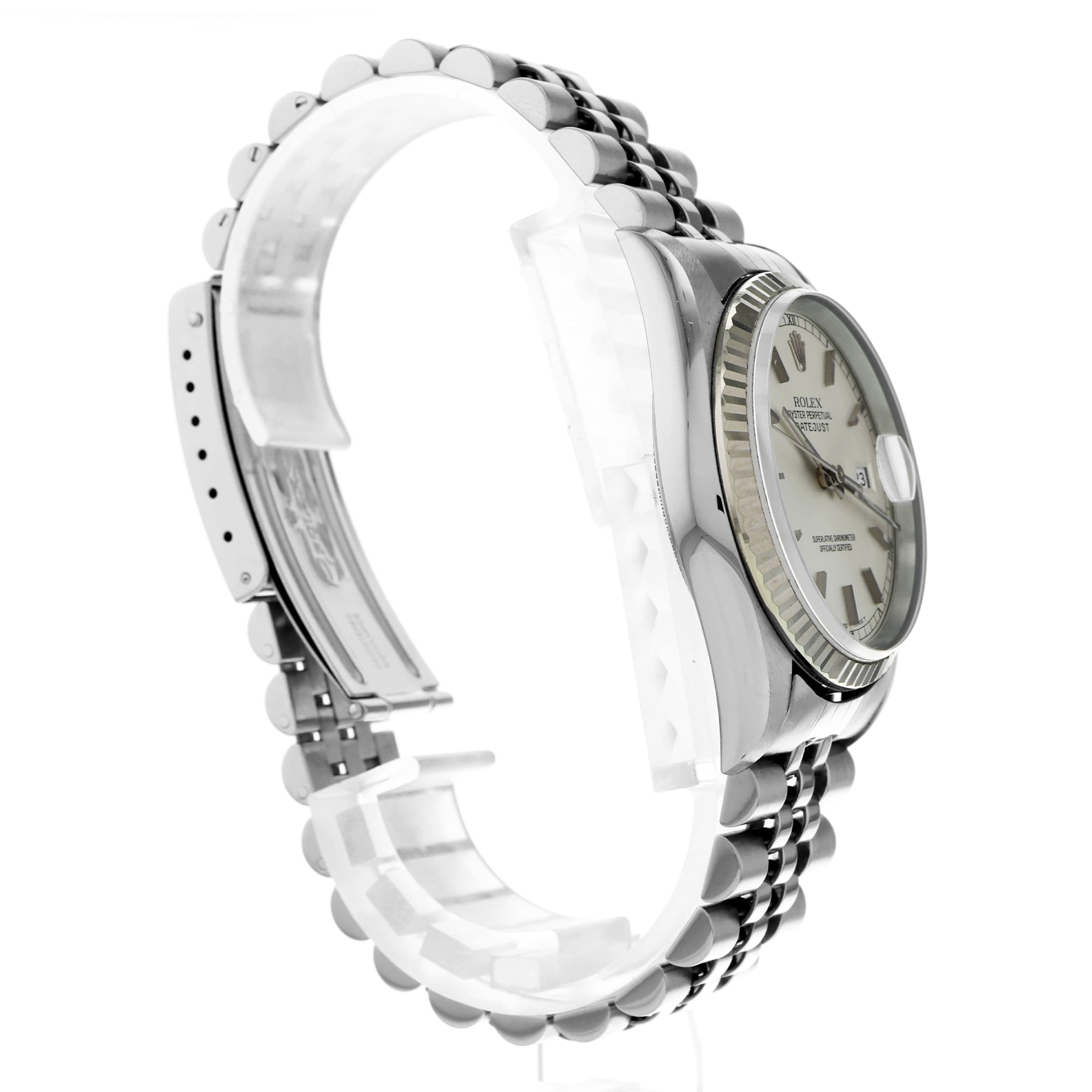 Rolex Datejust 36 16234 Fluted Silver Stick Dial Automatic