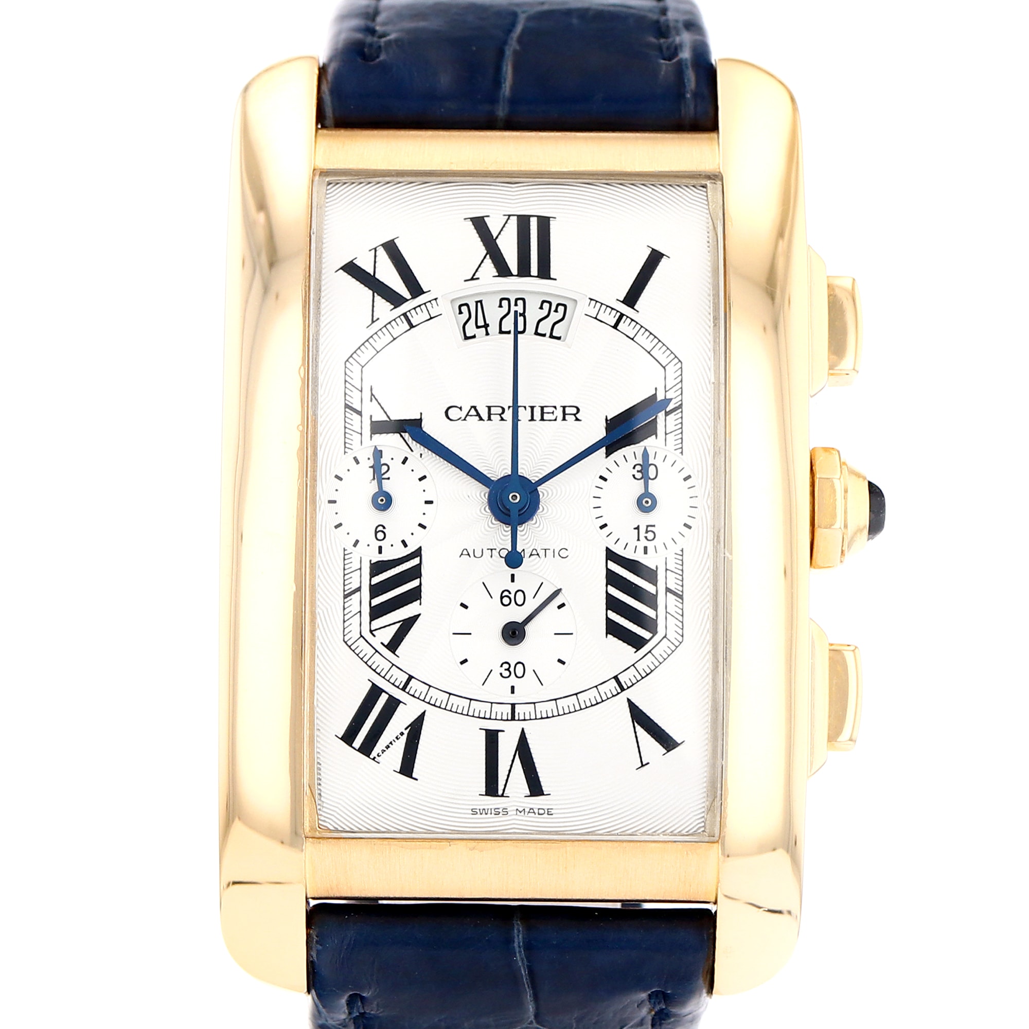 Cartier Tank Americaine 32mm W2609356 2892 Silver roman dial 18K Yellow Gold