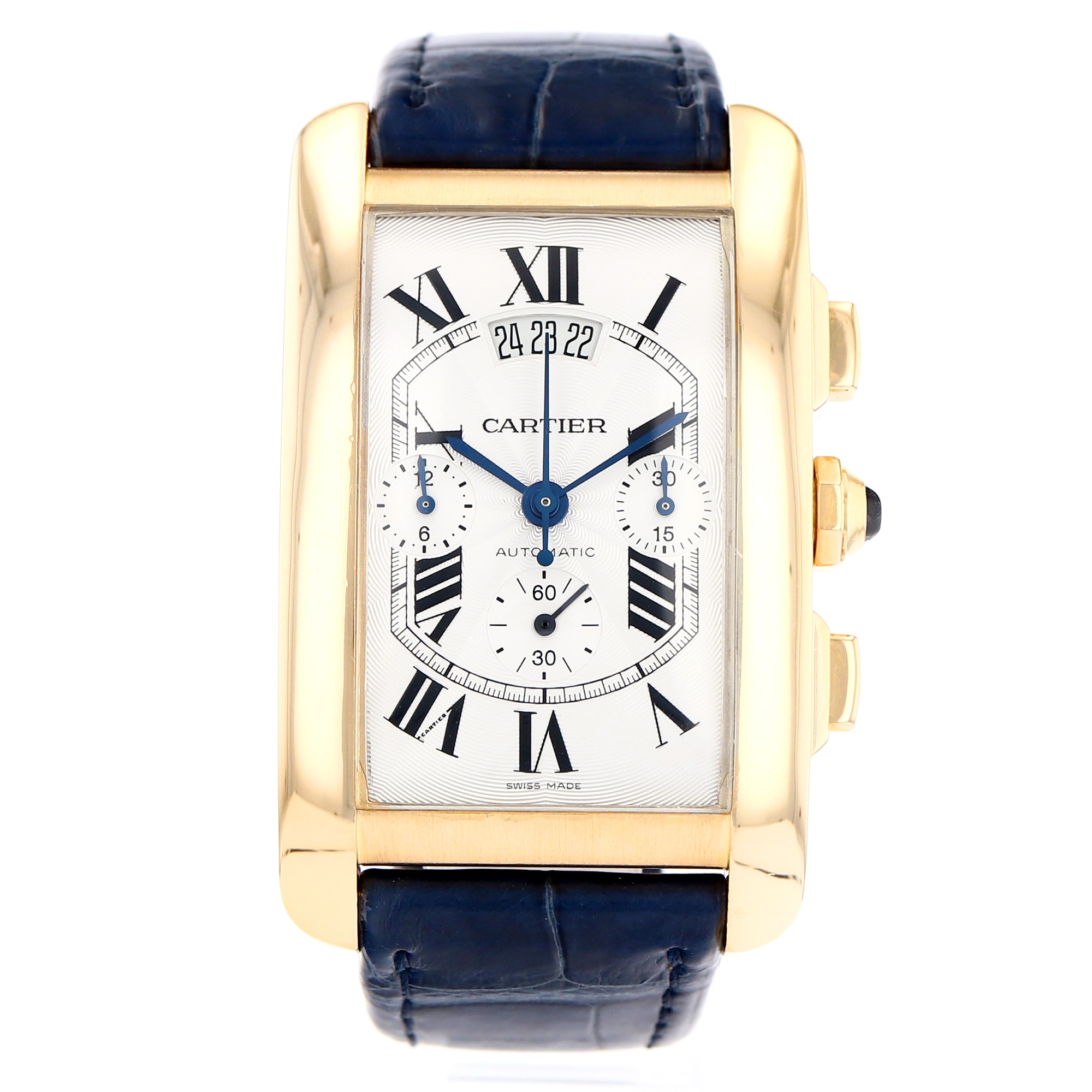 Cartier Tank Americaine 32mm W2609356 2892 Silver roman dial 18K Yellow Gold