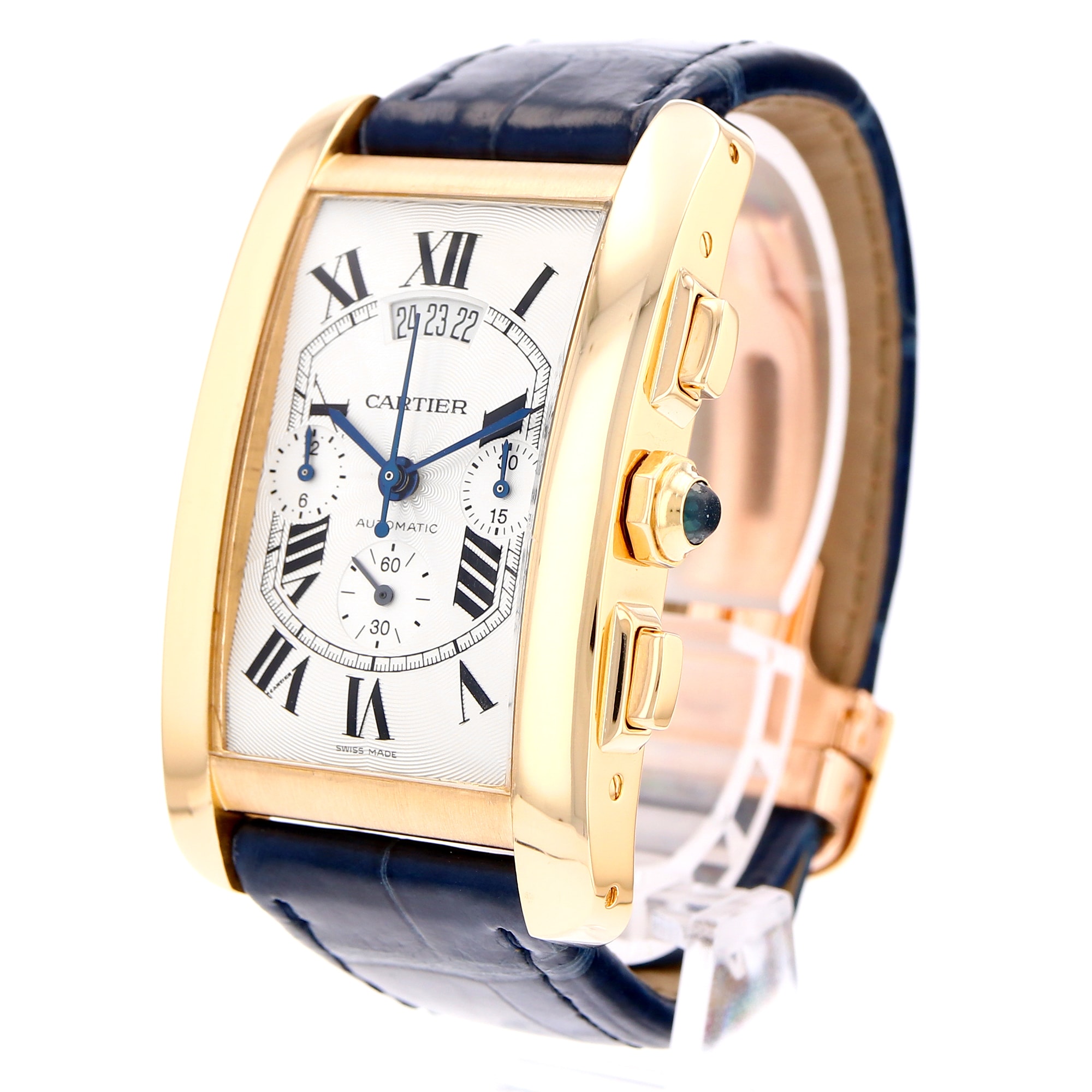 Cartier Tank Americaine 32mm W2609356 2892 Silver roman dial 18K Yellow Gold
