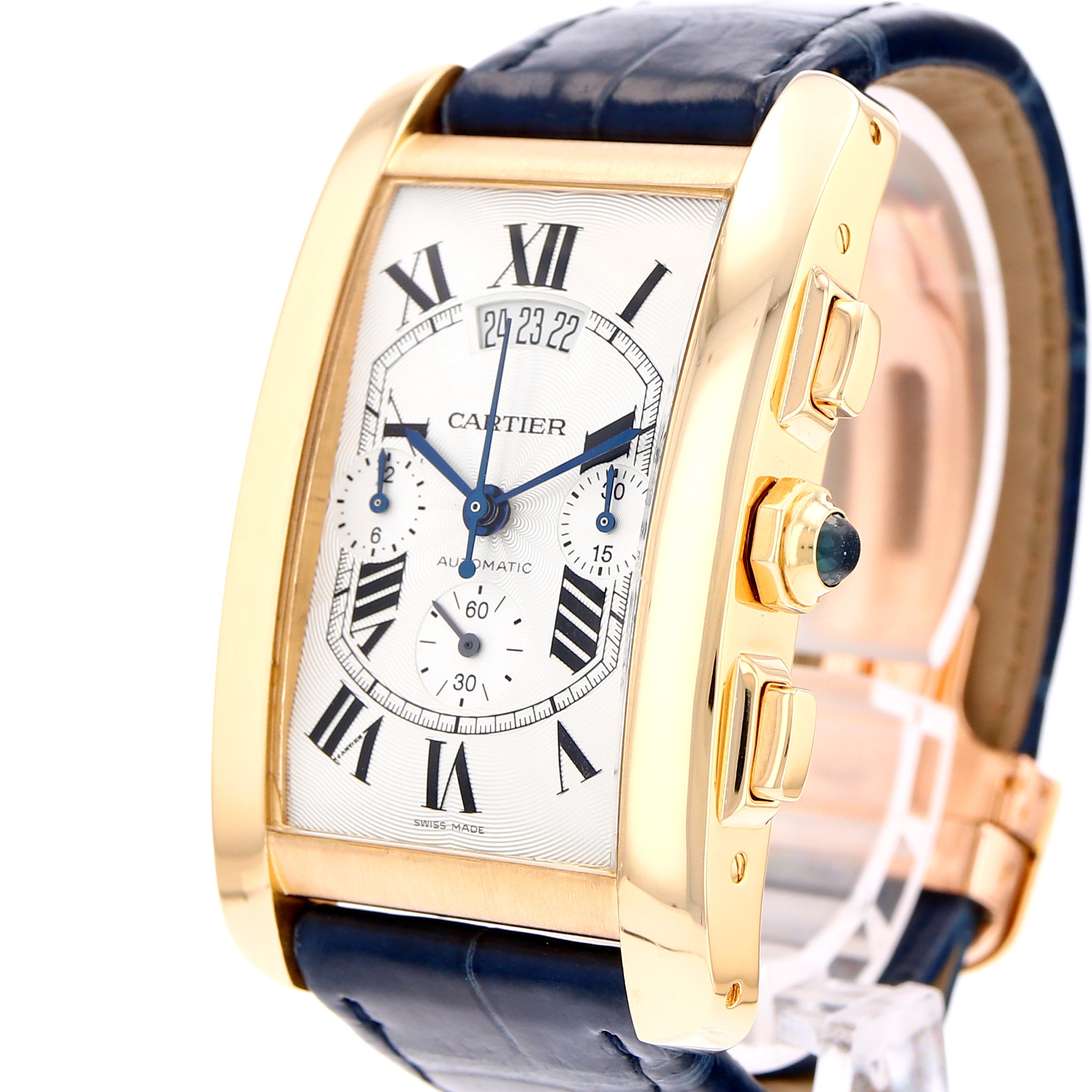 Cartier Tank Americaine 32mm W2609356 2892 Silver roman dial 18K Yellow Gold