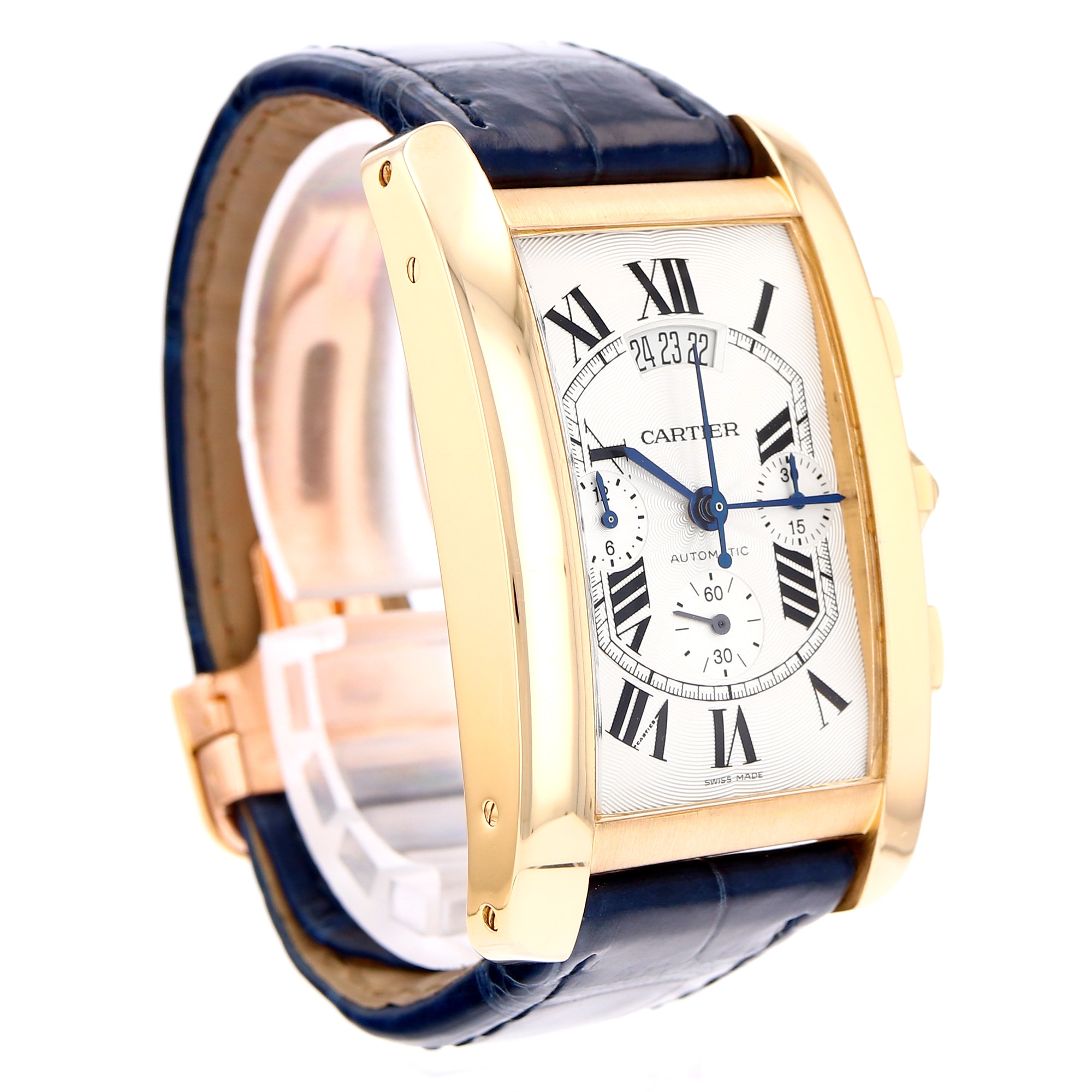 Cartier Tank Americaine 32mm W2609356 2892 Silver roman dial 18K Yellow Gold