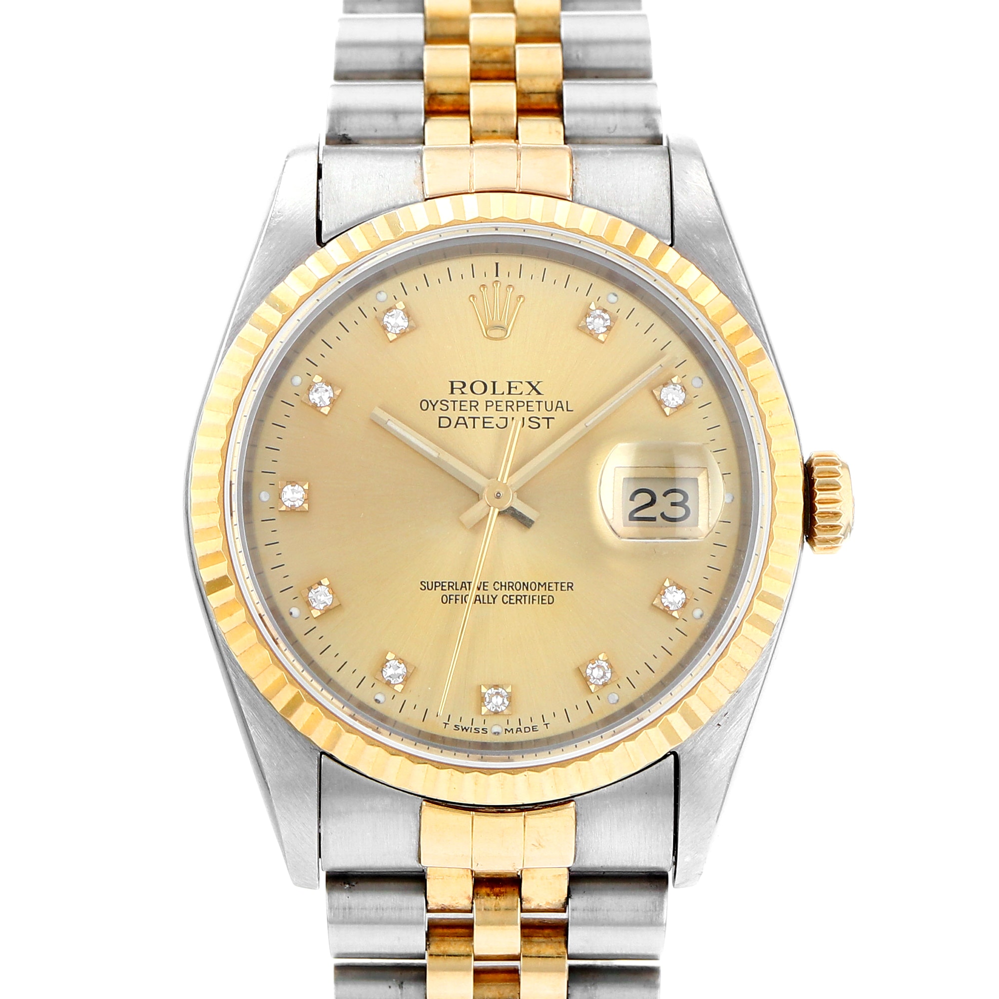 Rolex Datejust 36mm 16233 yellow factory diamonds dial steel & 18K yellow gold