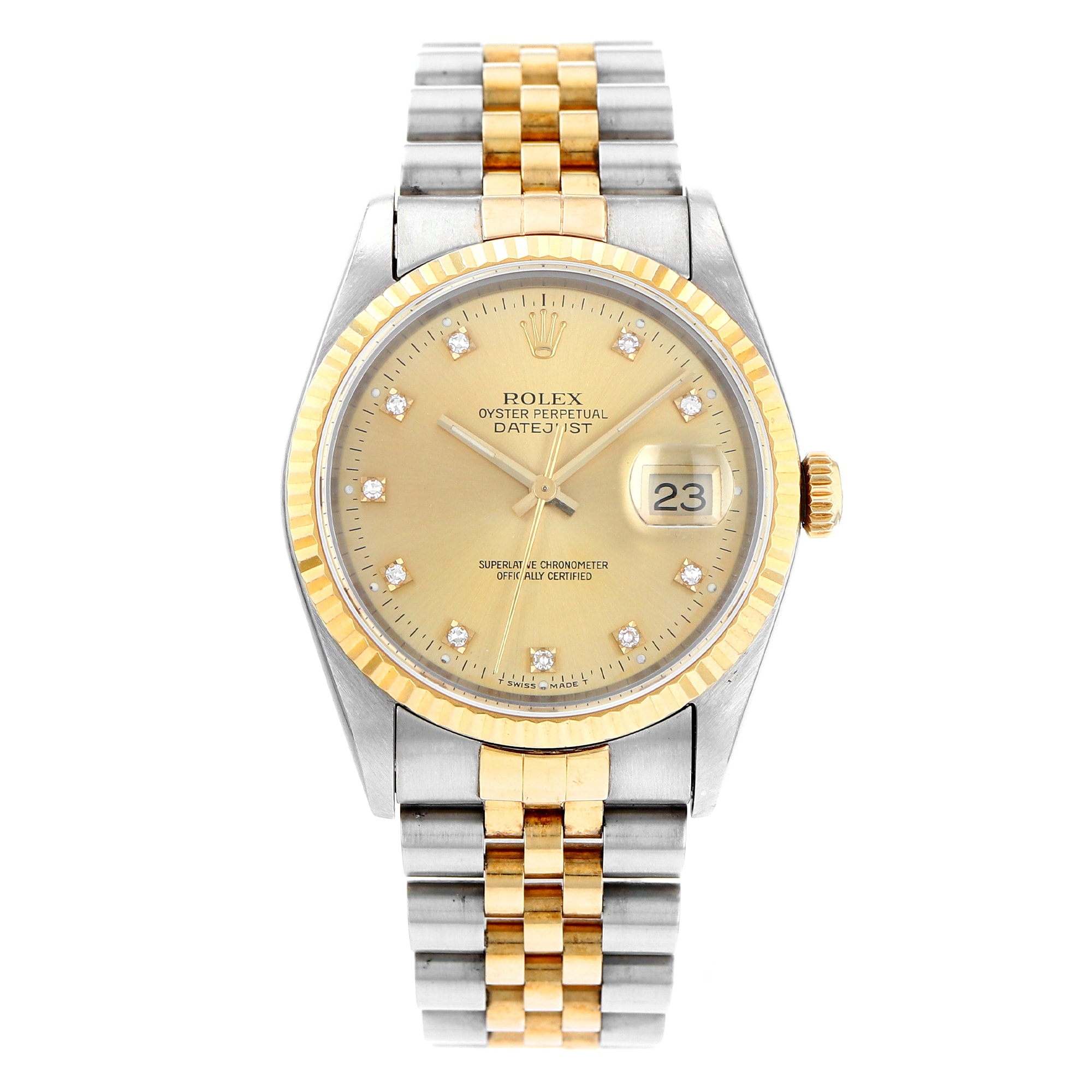 Rolex Datejust 36mm 16233 yellow factory diamonds dial steel & 18K yellow gold