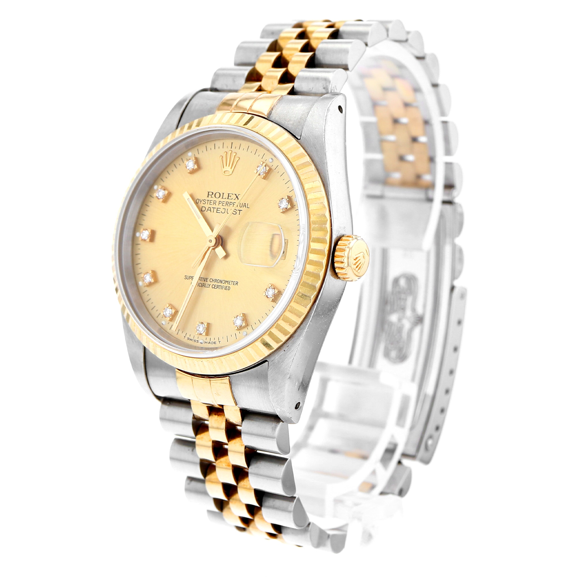 Rolex Datejust 36mm 16233 yellow factory diamonds dial steel & 18K yellow gold