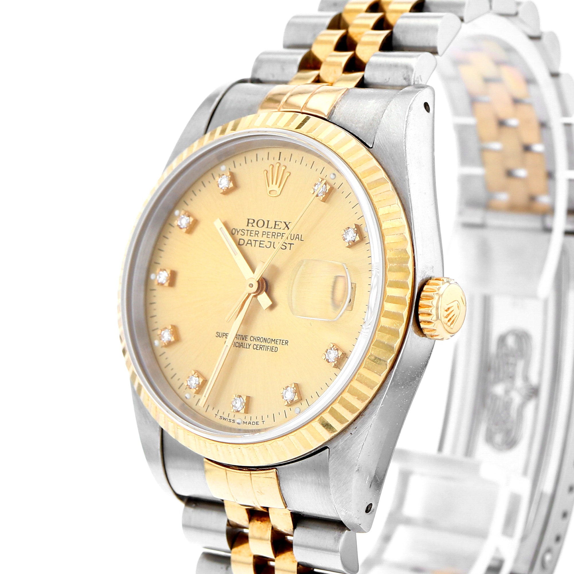 Rolex Datejust 36mm 16233 yellow factory diamonds dial steel & 18K yellow gold