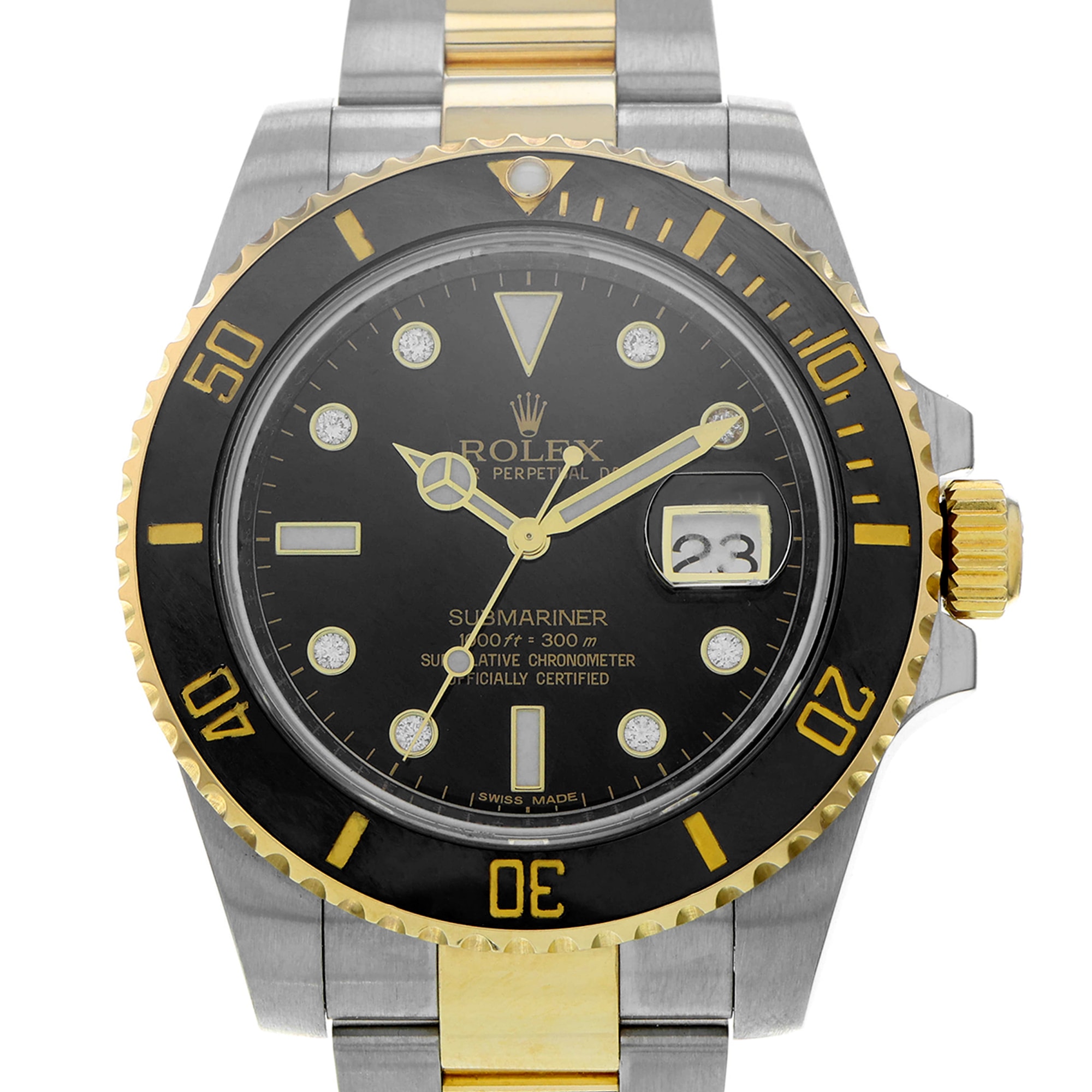 Rolex Submariner Date 40mm 116613 Rare black factory diamond dial, ceramic bezel