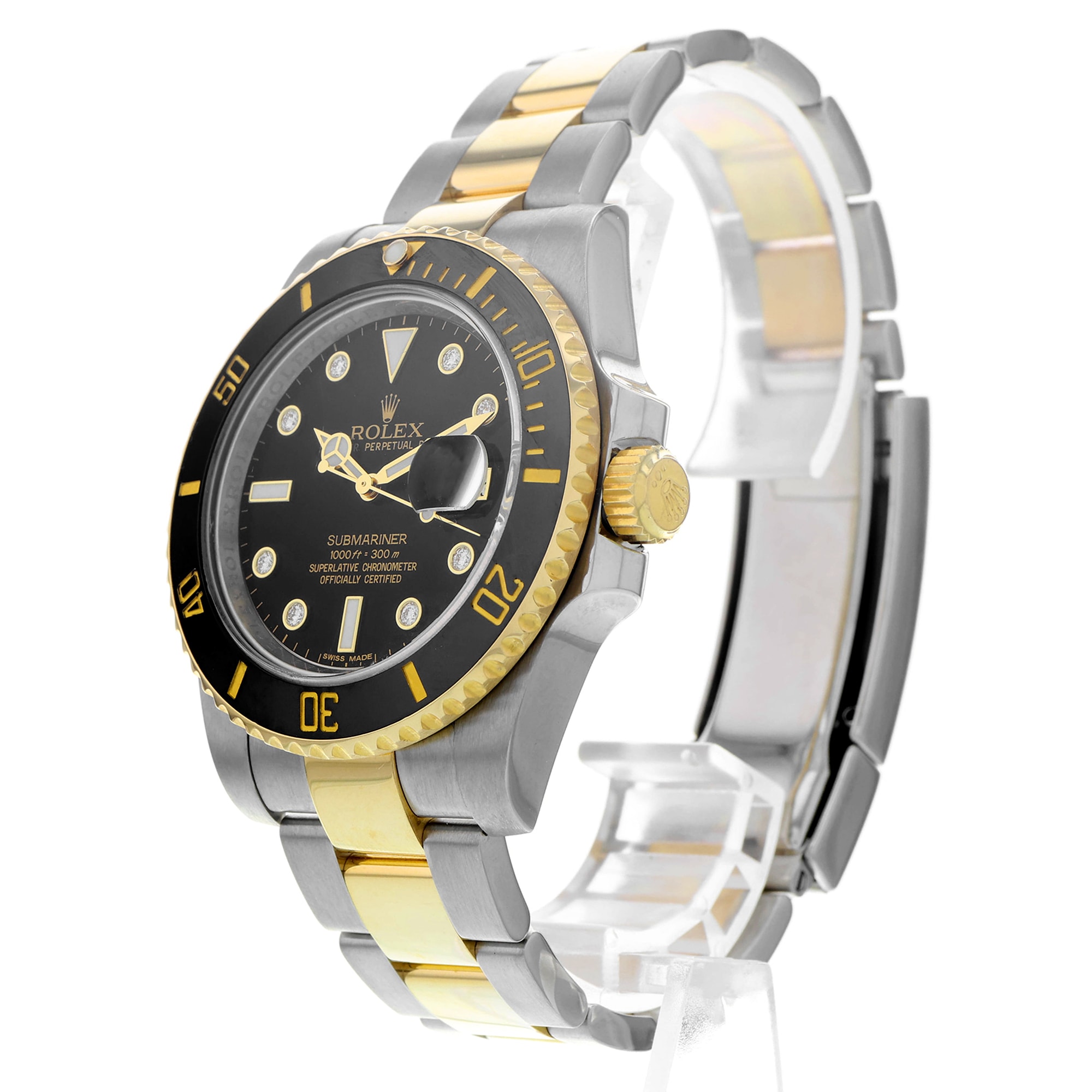 Rolex Submariner Date 40mm 116613 Rare black factory diamond dial, ceramic bezel