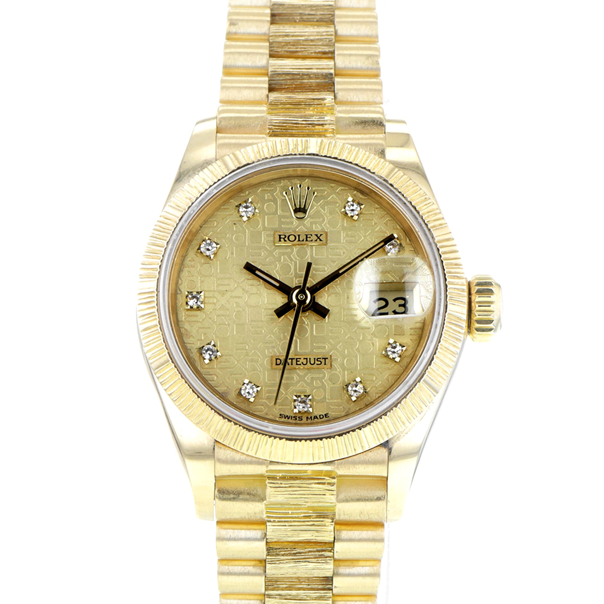 Rolex Datejust 26mm 69278 Bark finish Rare factory anniversary diamond dial MINT