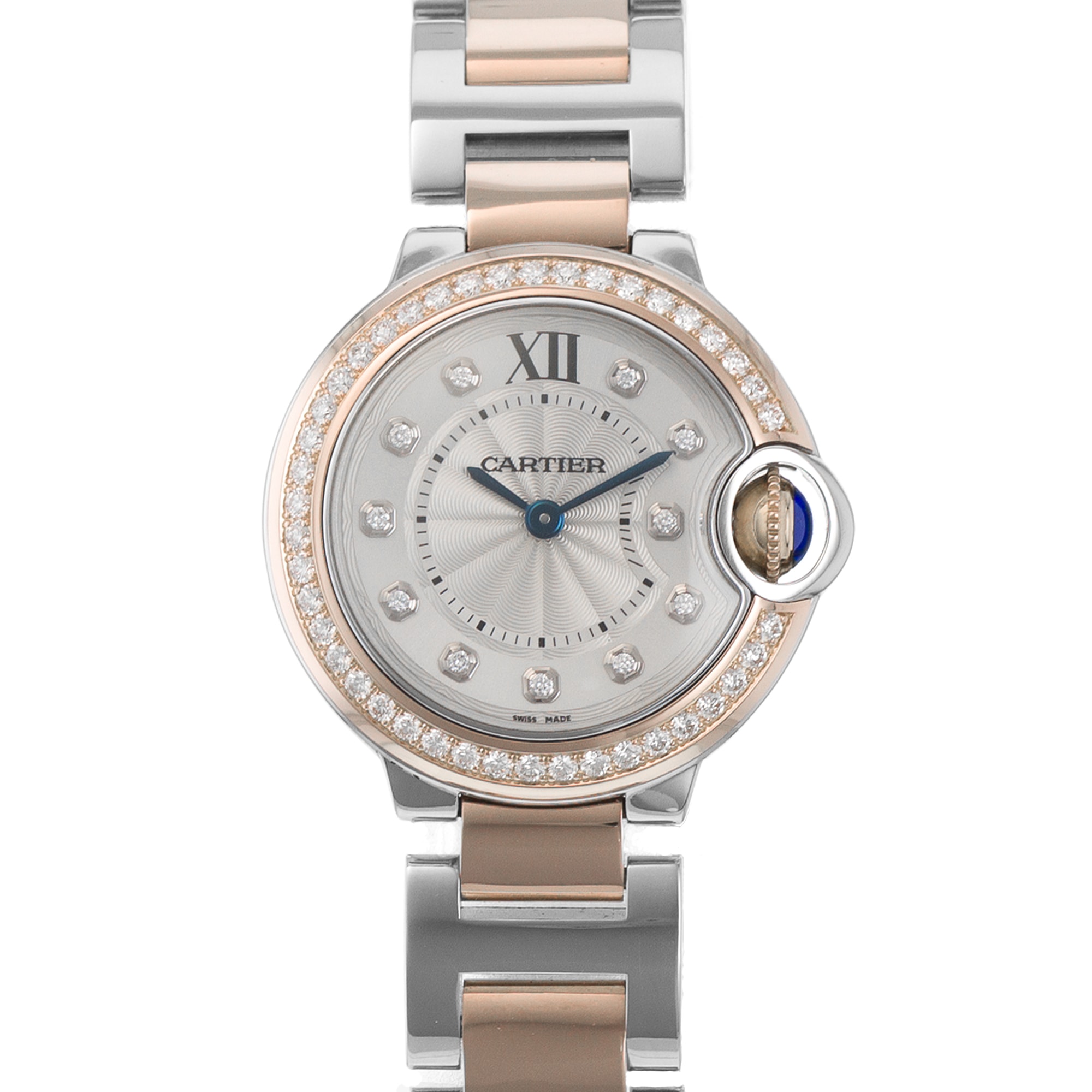 Cartier Ballon Bleu 28mm WE902076 3752 Factory Diamond Rose Gold Ladies Watch
