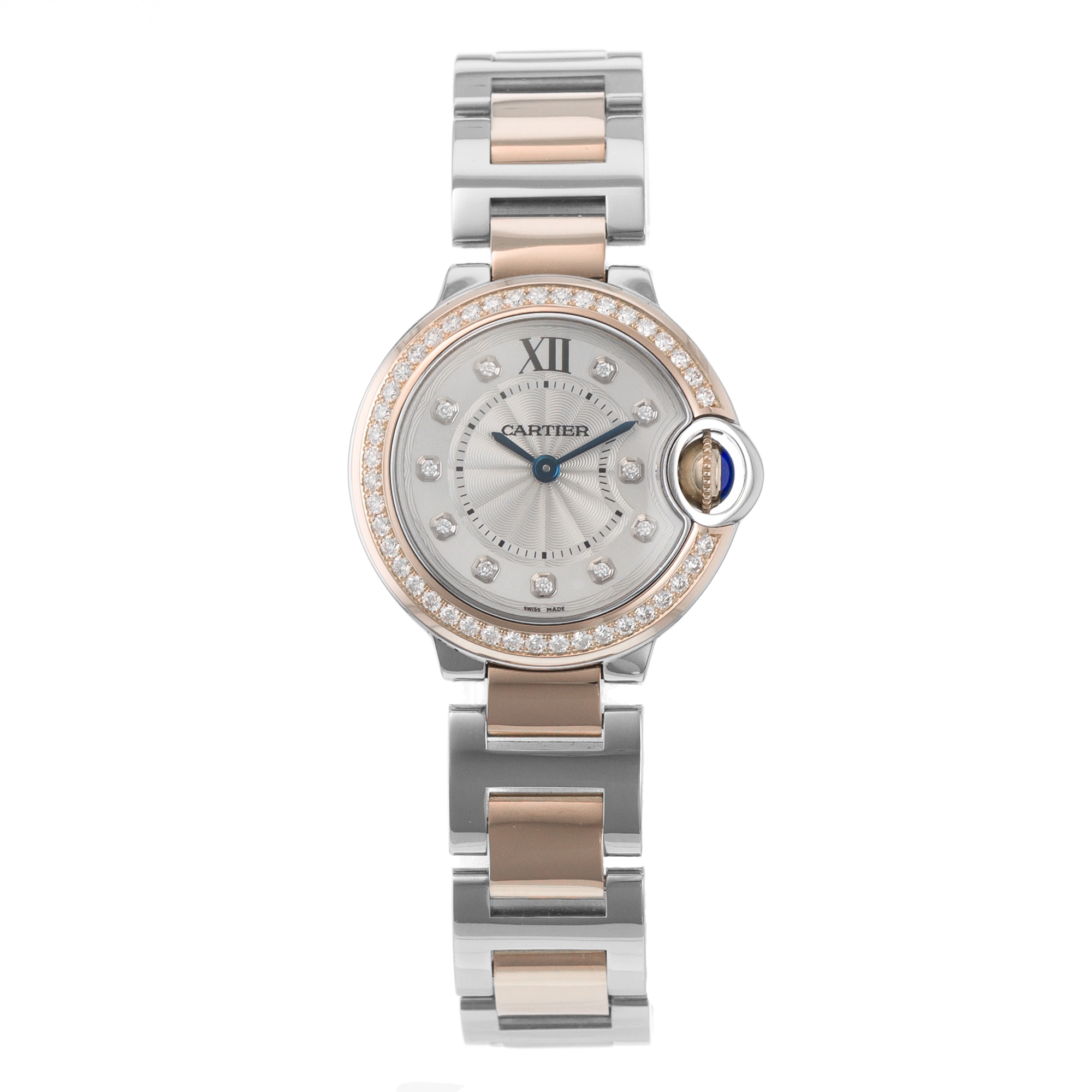 Cartier Ballon Bleu 28mm WE902076 3752 Factory Diamond Rose Gold Ladies Watch