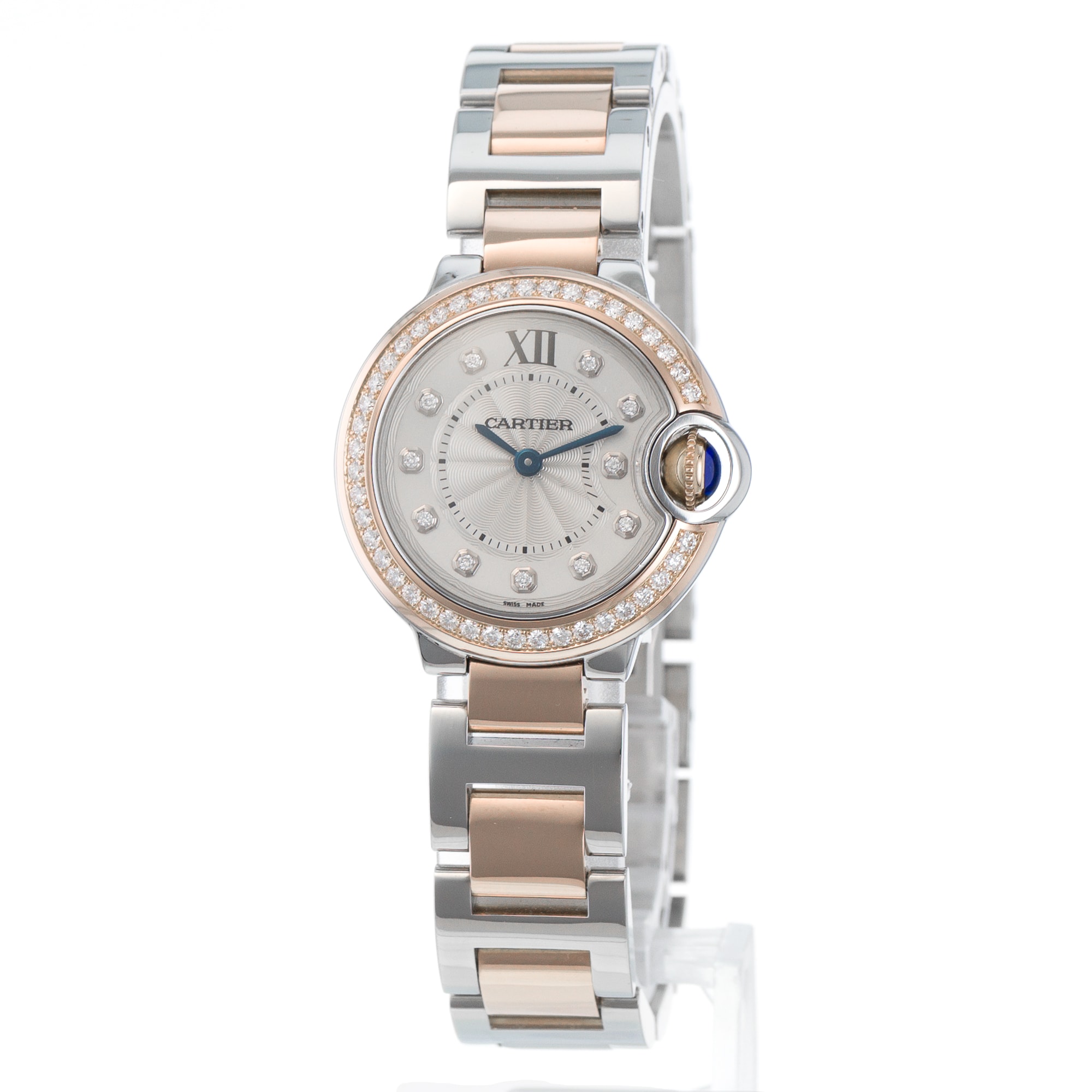 Cartier Ballon Bleu 28mm WE902076 3752 Factory Diamond Rose Gold Ladies Watch