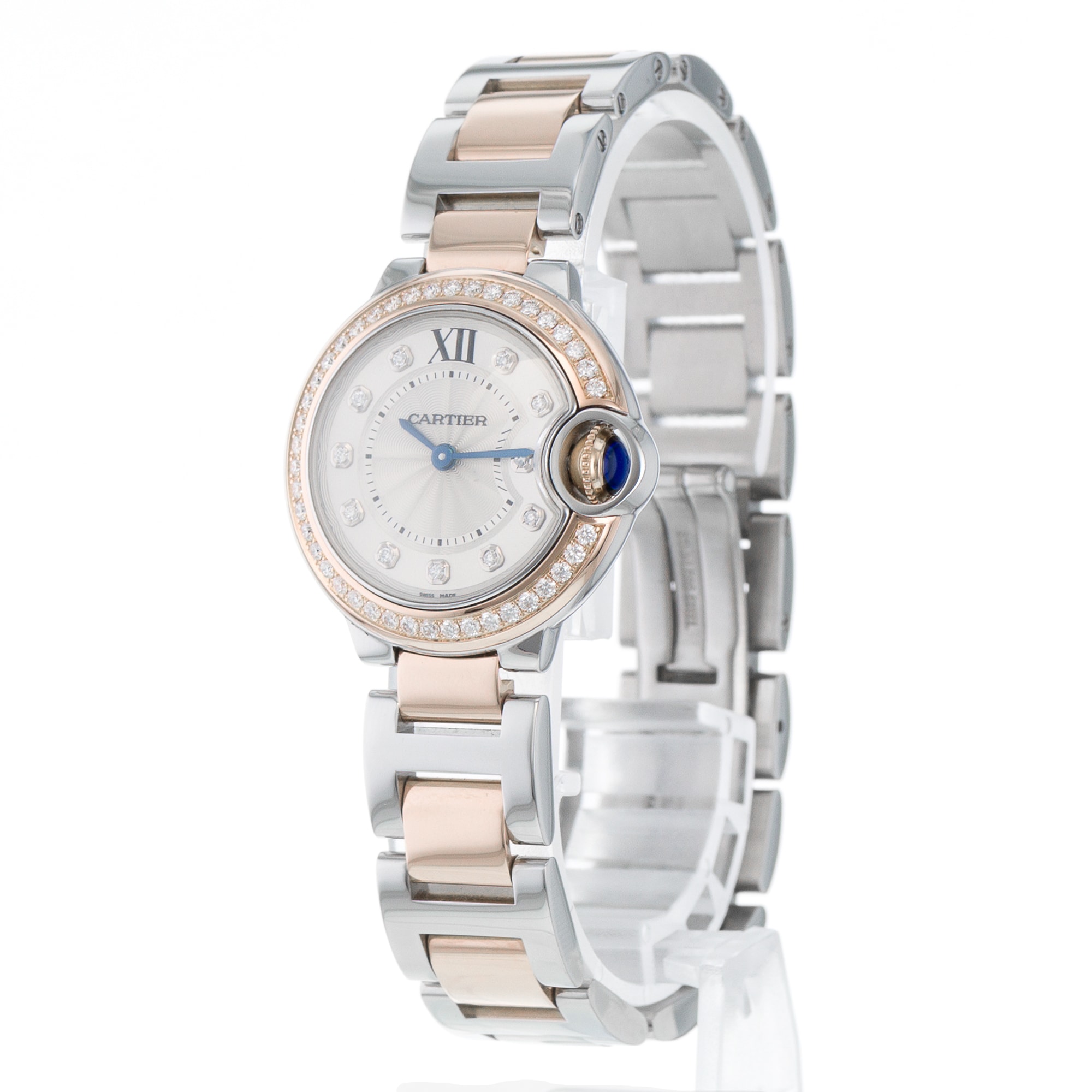 Cartier Ballon Bleu 28mm WE902076 3752 Factory Diamond Rose Gold Ladies Watch